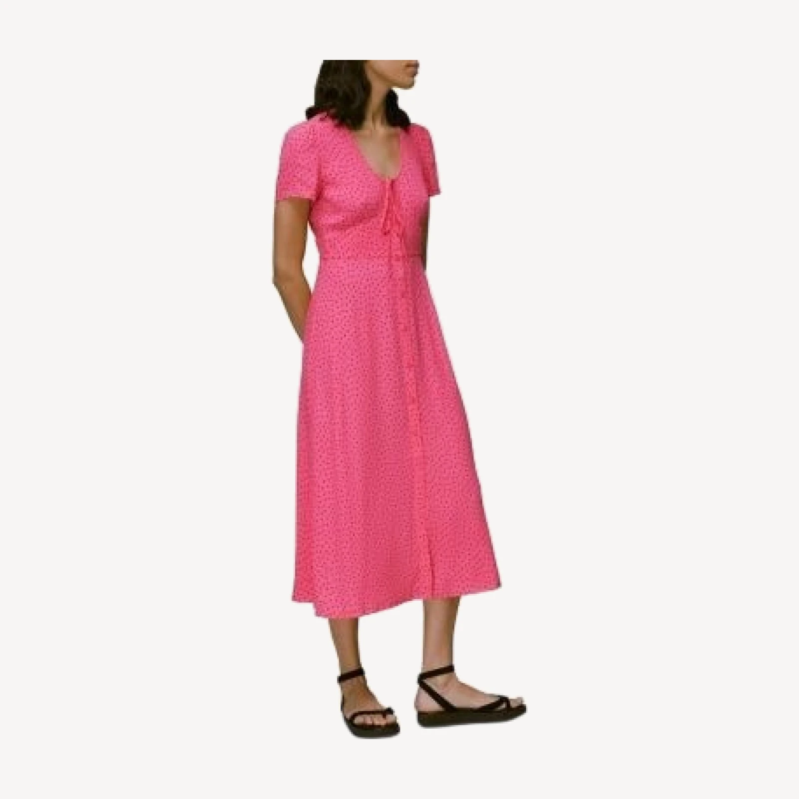 Whistles Heidi Spot Print Shirred Dress