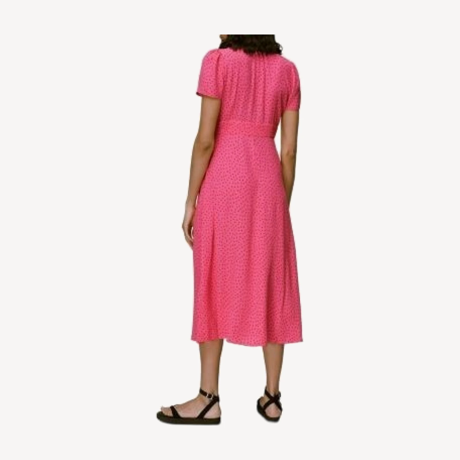 Whistles Heidi Spot Print Shirred Dress