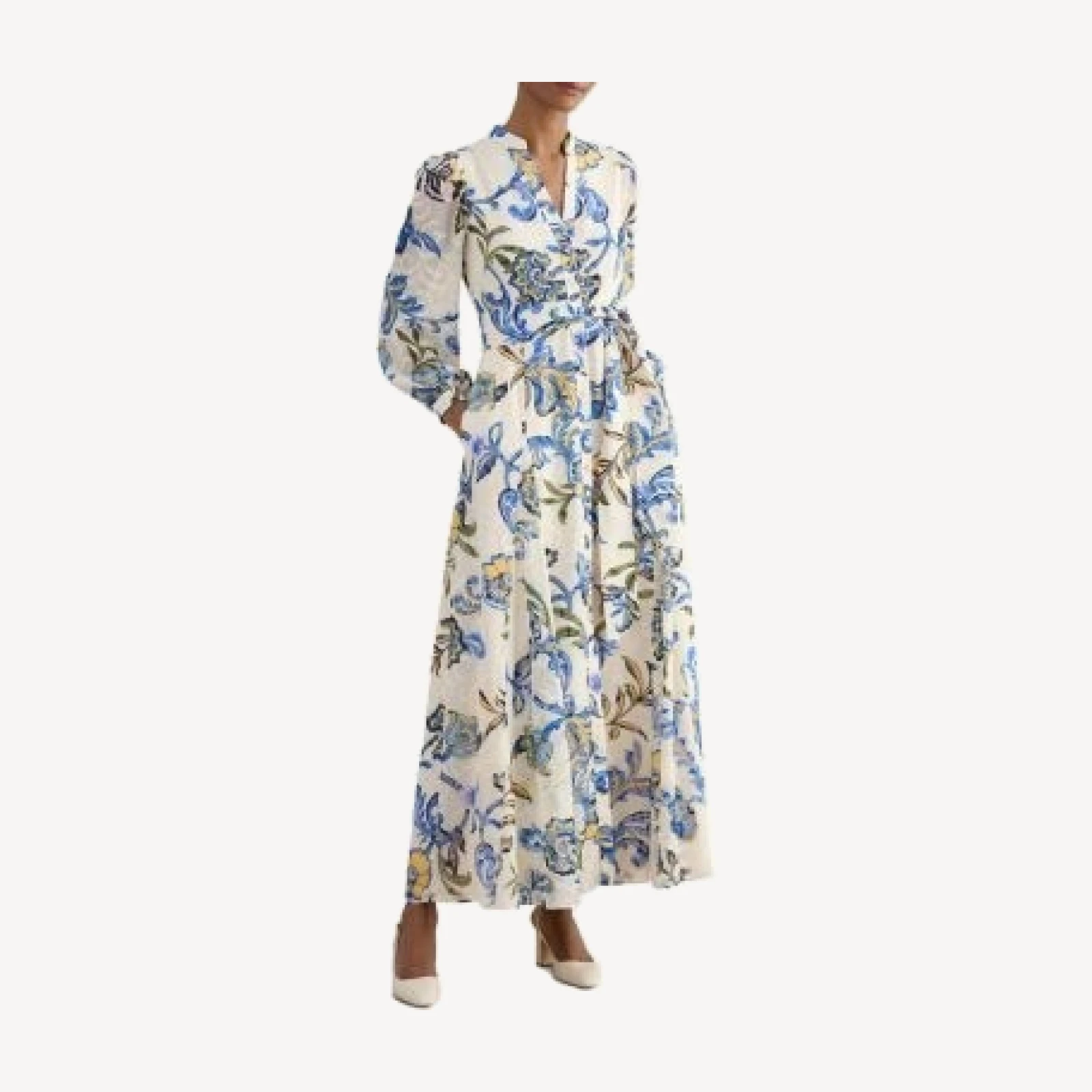 Hobbs London Shanice Floral Tie Waist Shirt Dress
