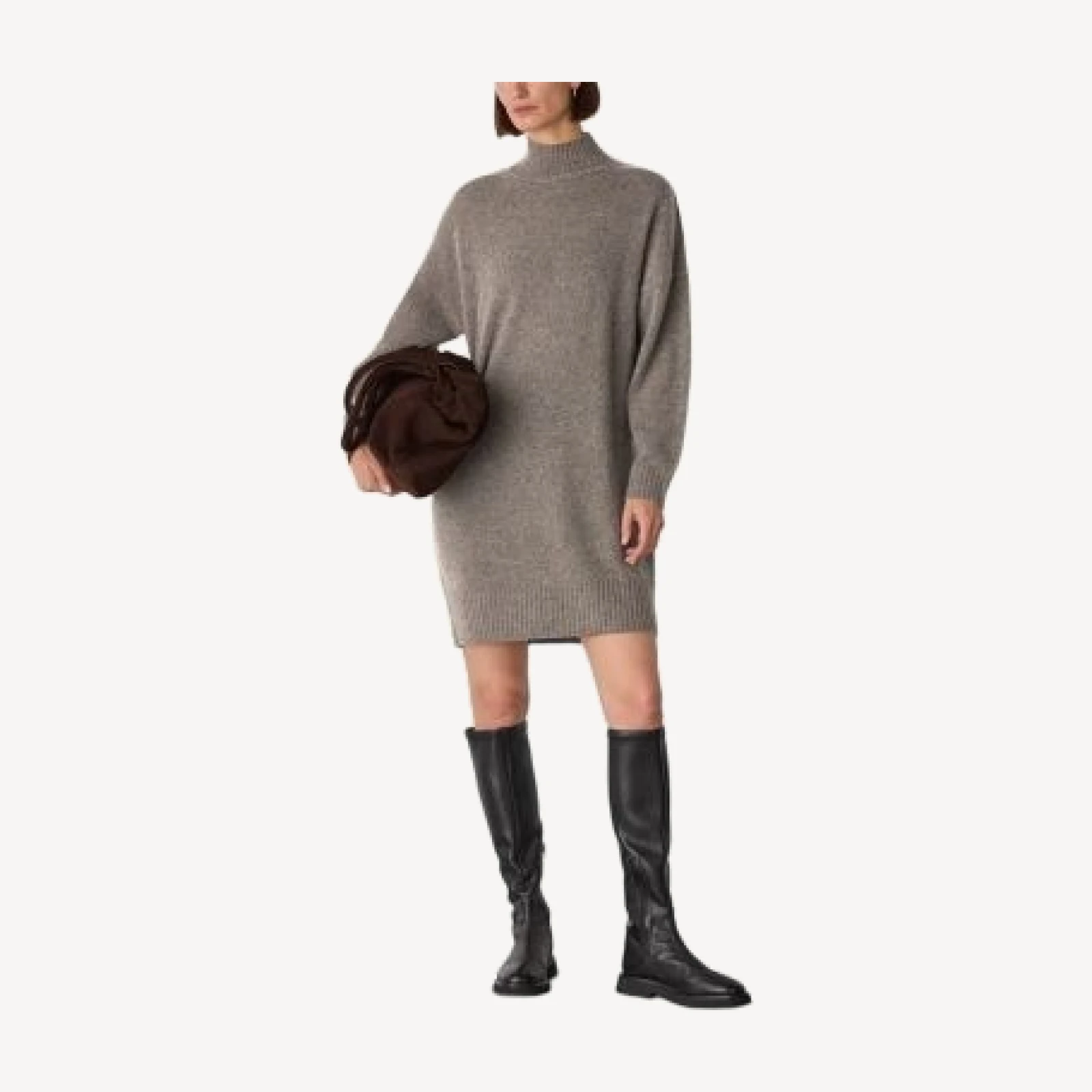 Whistles Funnel Neck Wool Mini Dress