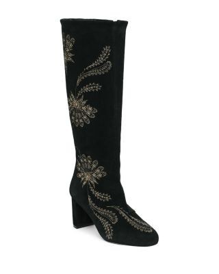 Cinq a Sept Women's Dani Embroidered Suede Knee High Boots