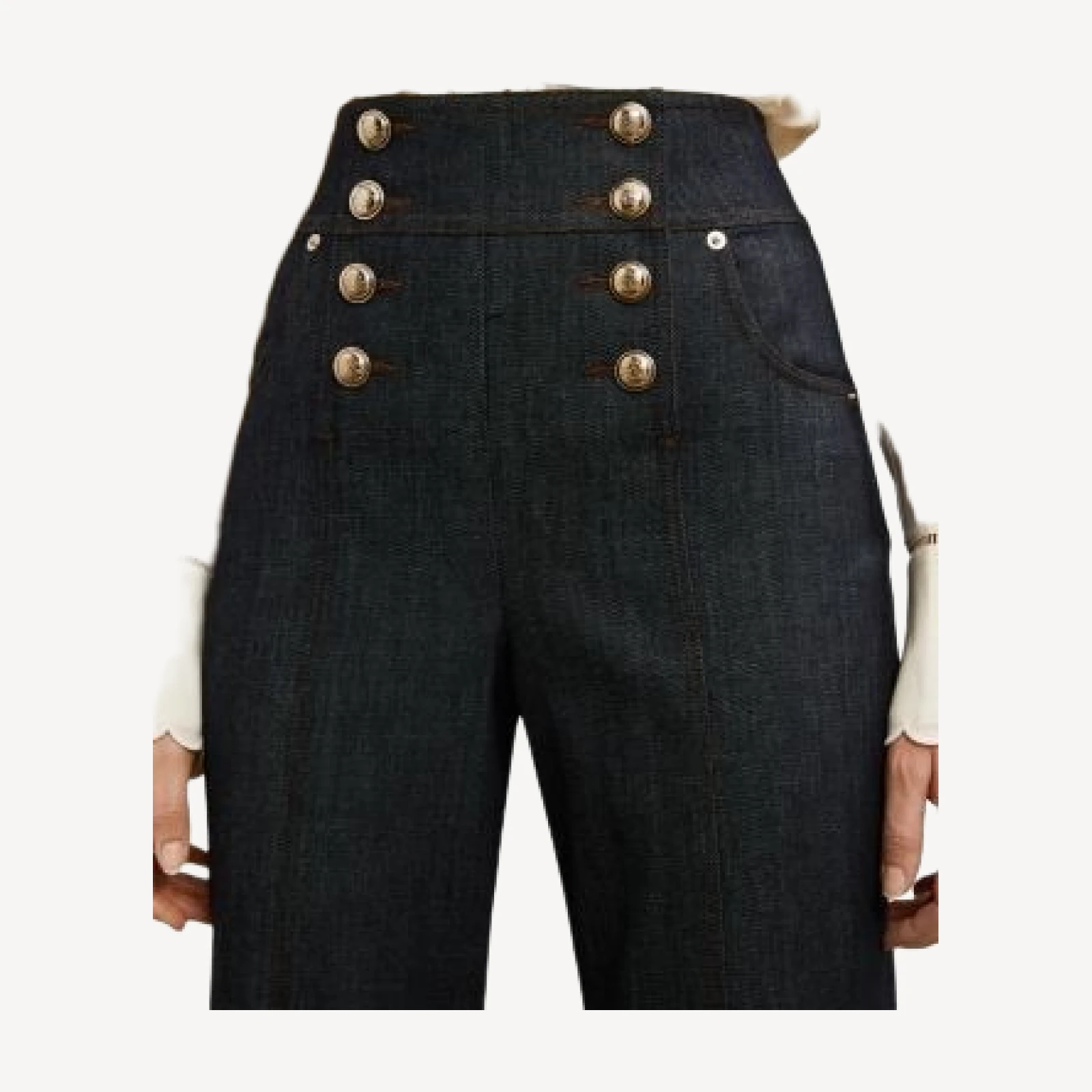 Reiss Skylar Button Fly Mid Rise Flare Leg Jeans in Dark Blue