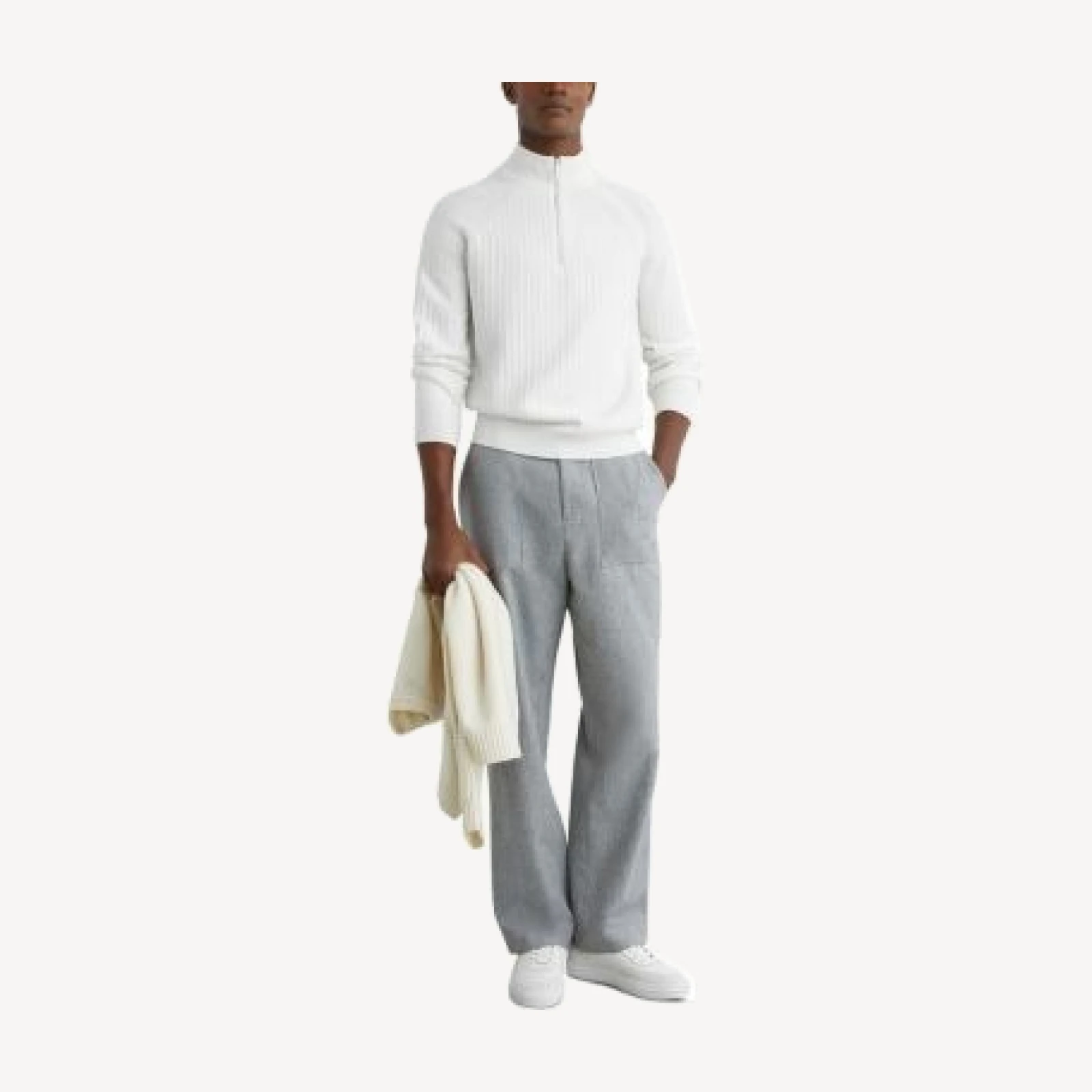 Reiss Aldershot Half Zip Funnel Textured Jumper Sweater