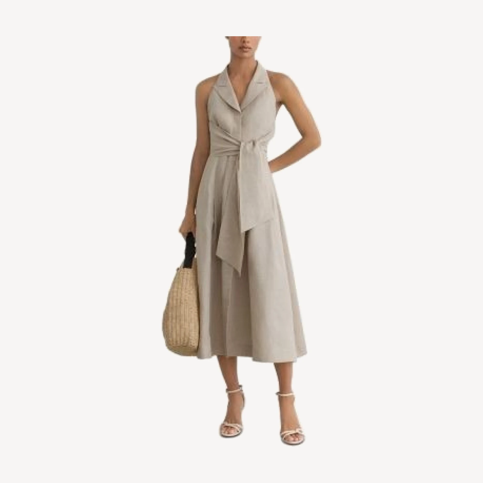 Reiss Tara Linen Midi Dress