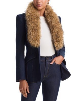Cinq a Sept Monica Faux Fur Collar Blazer