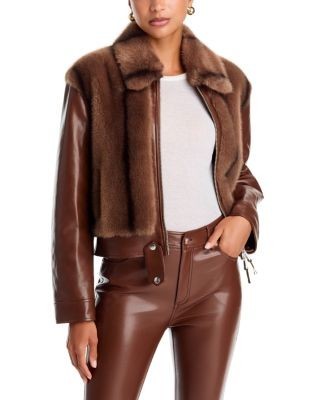 Cinq a Sept Melind Faux Fur Trim Faux Leather Jacket