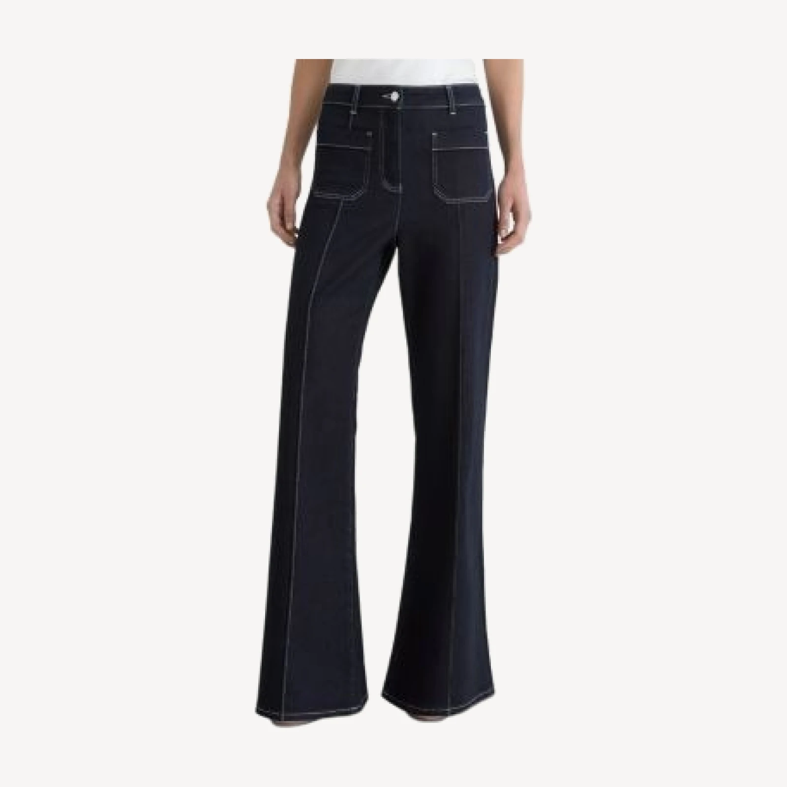 Reiss Sakura High Rise Flare Jeans in Indigo Blue
