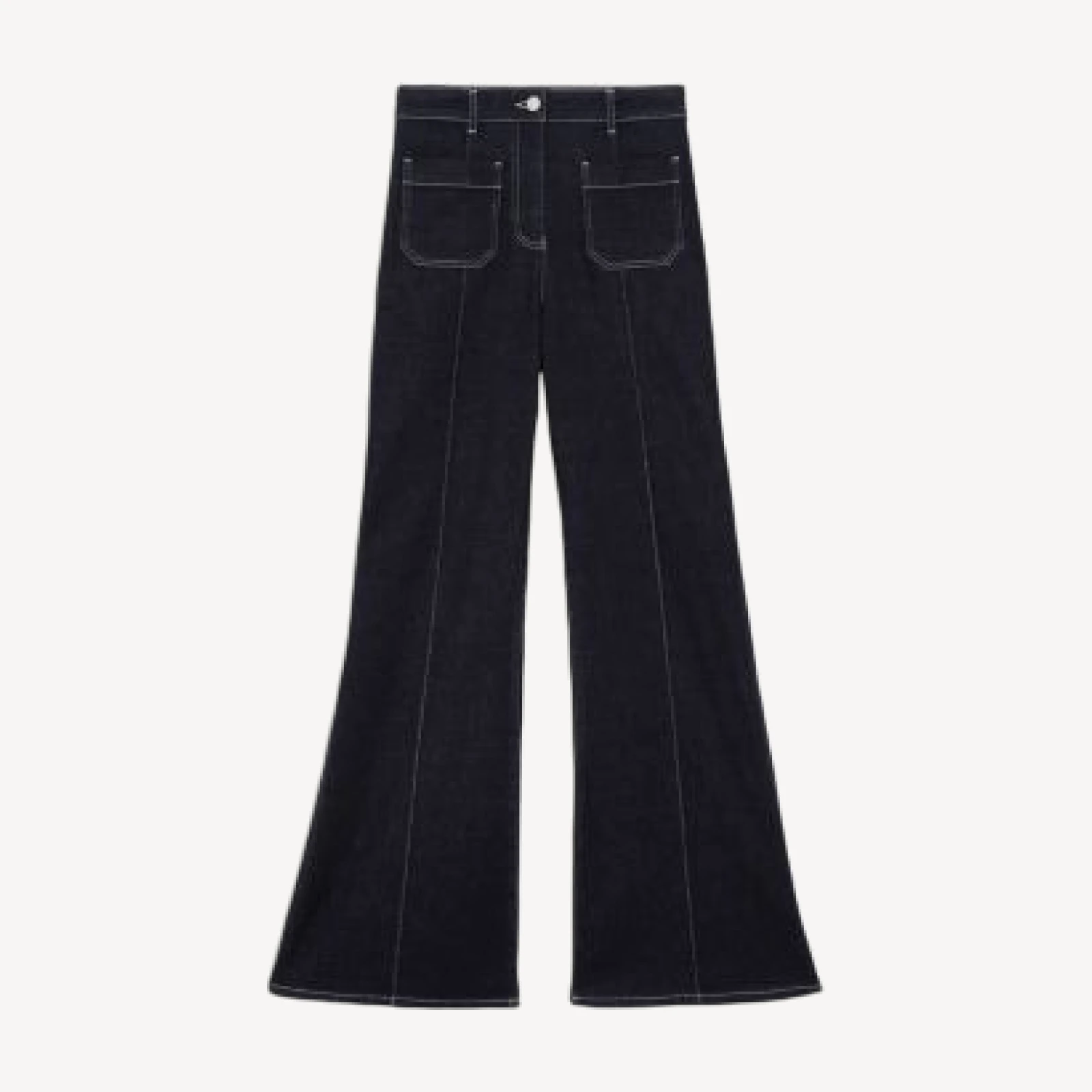 Reiss Sakura High Rise Flare Jeans in Indigo Blue