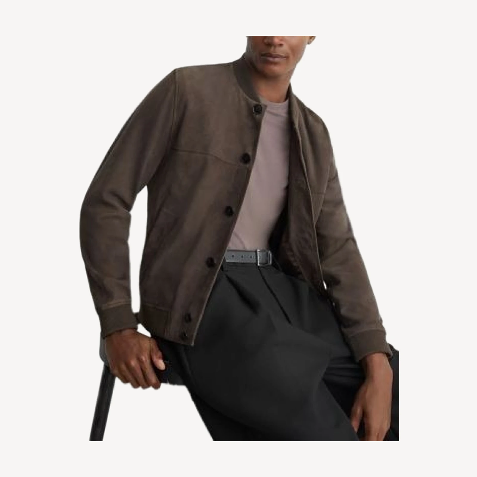 Reiss Mountford Suede Bomber Jacket