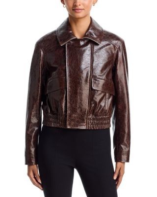 Cinq a Sept Tumbled Faux Leather Zip Front Jacket