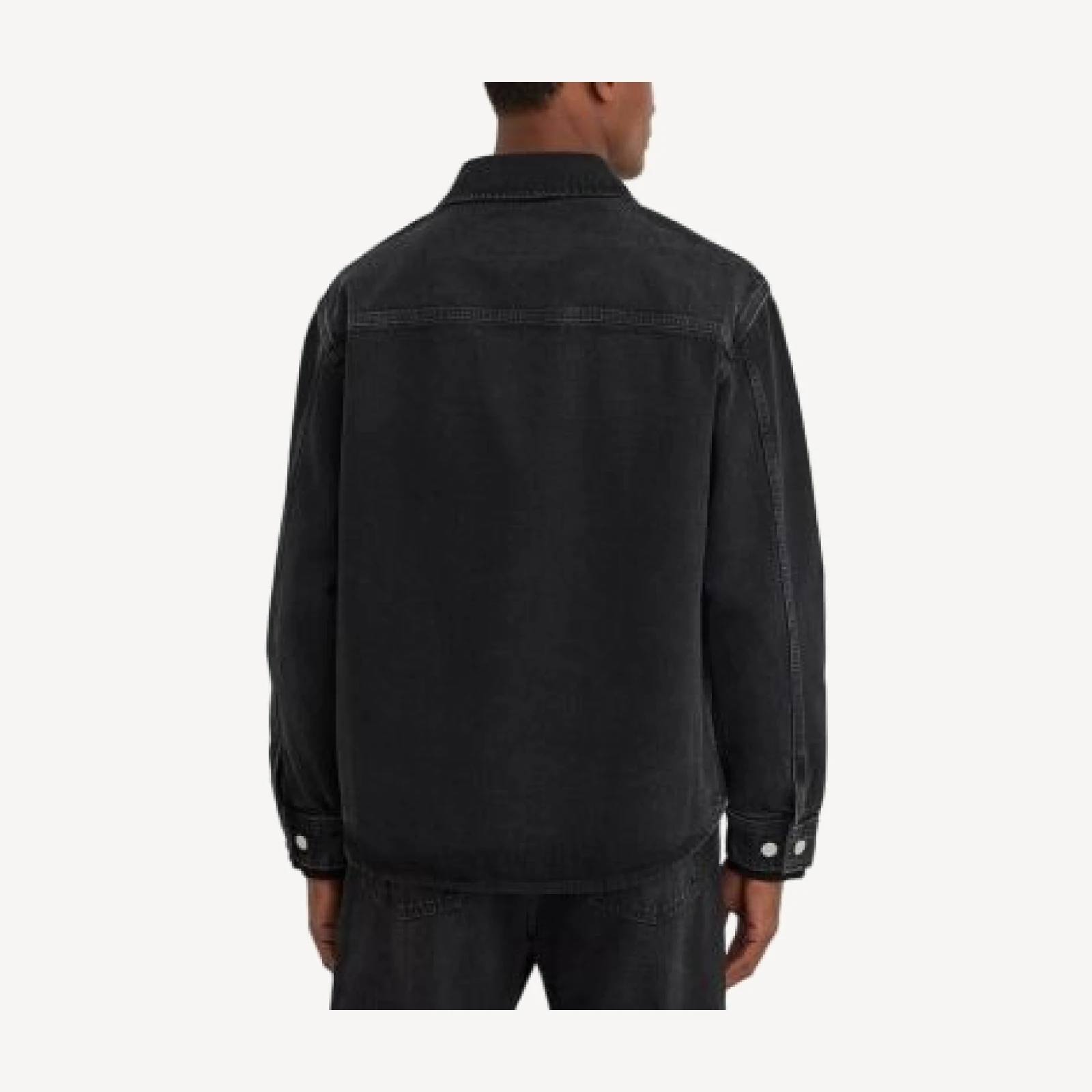 Reiss The Dylan Cotton Twin Pocket Denim Jacket in Washed Black