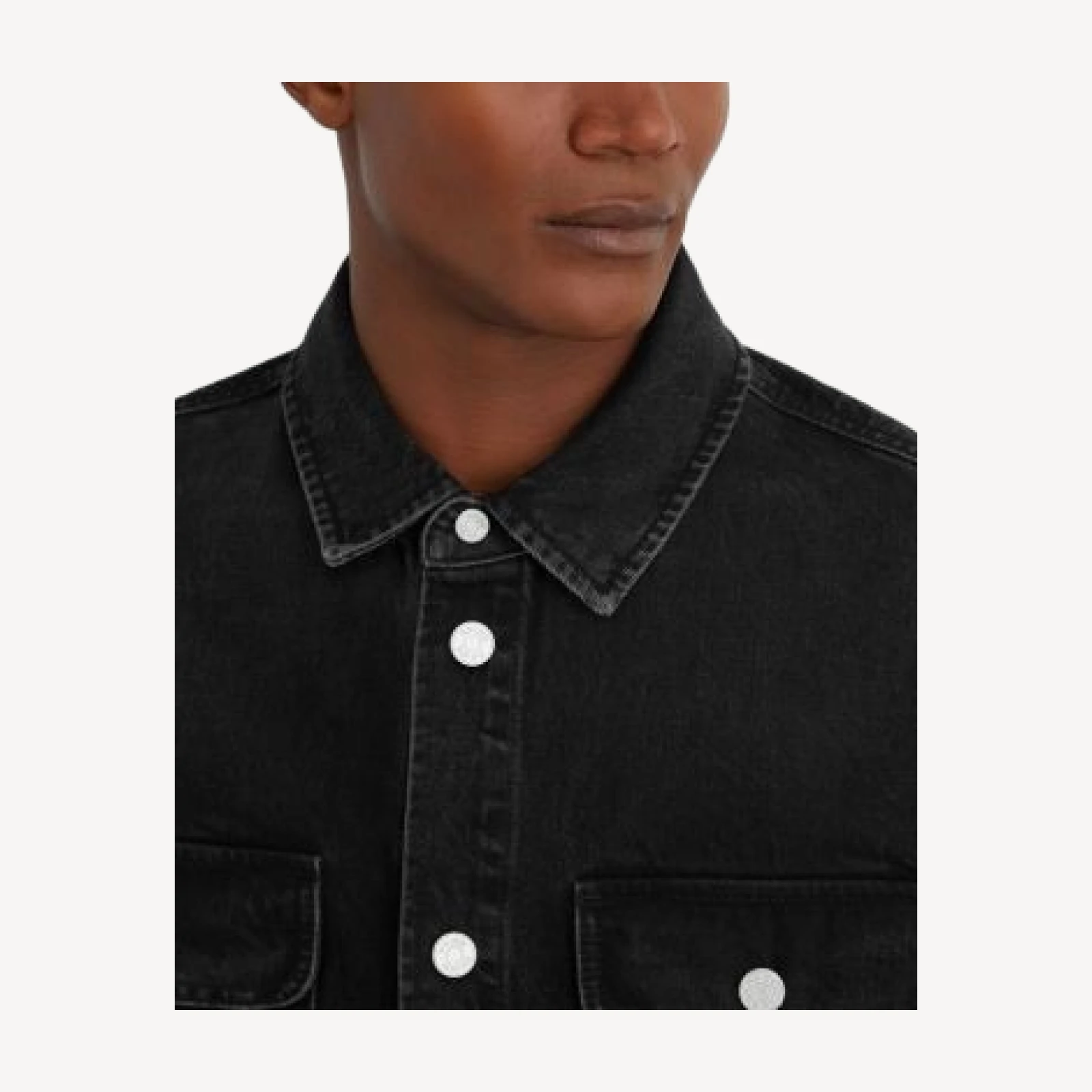 Reiss The Dylan Cotton Twin Pocket Denim Jacket in Washed Black