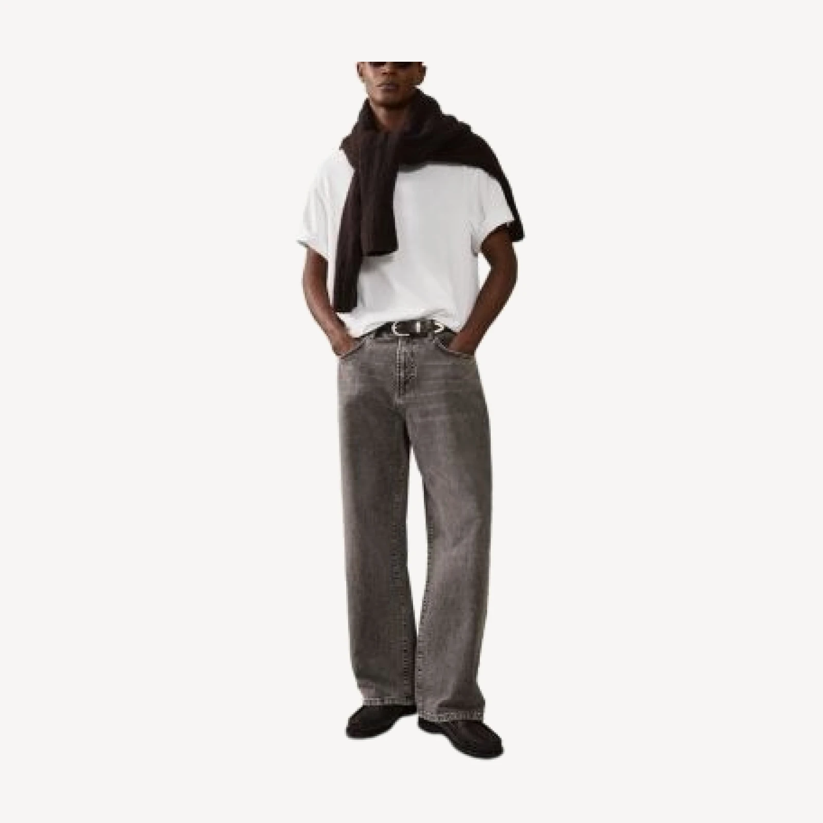 Reiss Bowie Cotton Loose Fit 31.5 Jeans in Grey