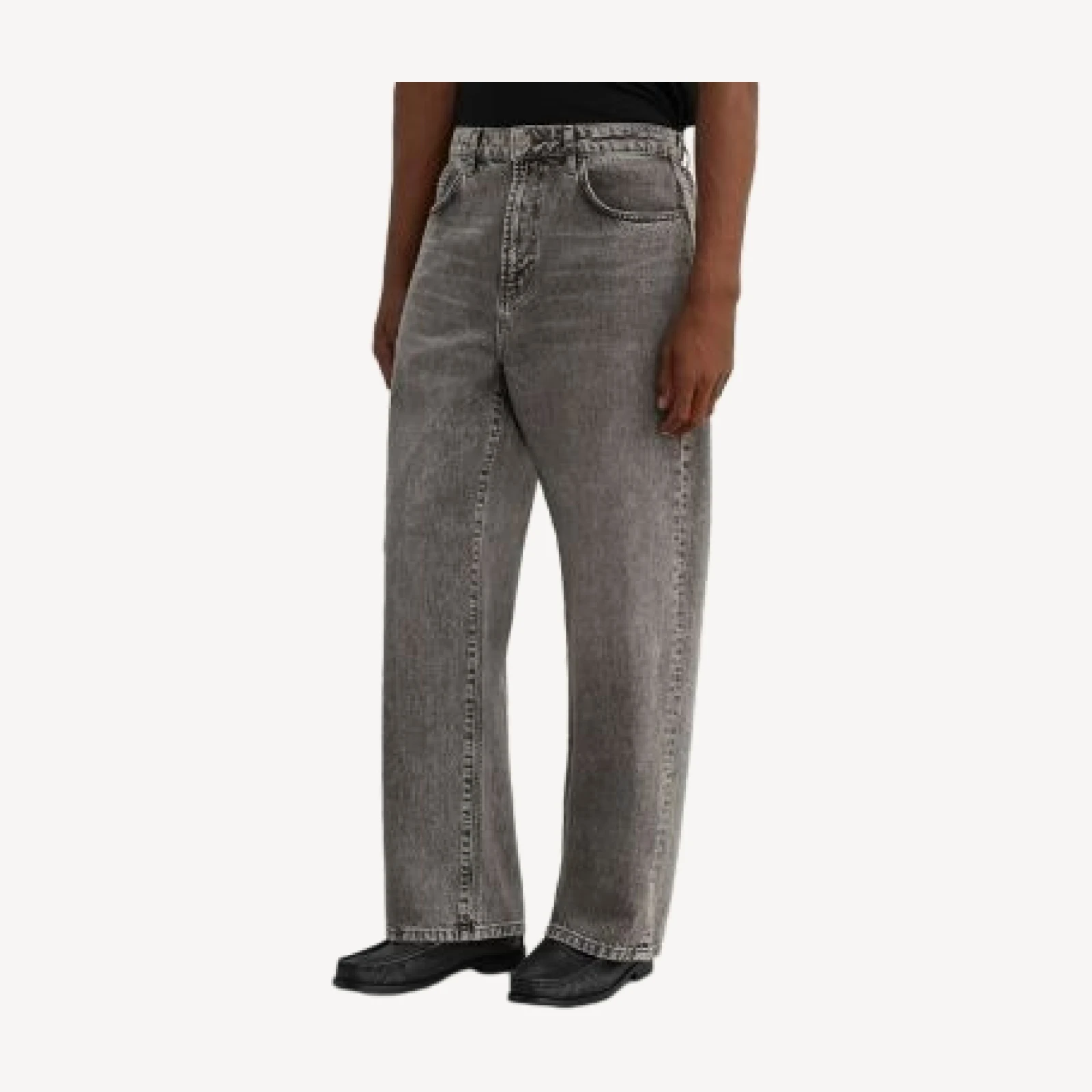 Reiss Bowie Cotton Loose Fit 31.5 Jeans in Grey