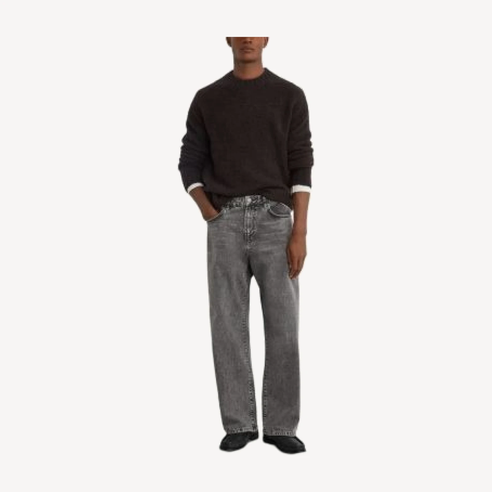Reiss Bowie Cotton Loose Fit 31.5 Jeans in Grey
