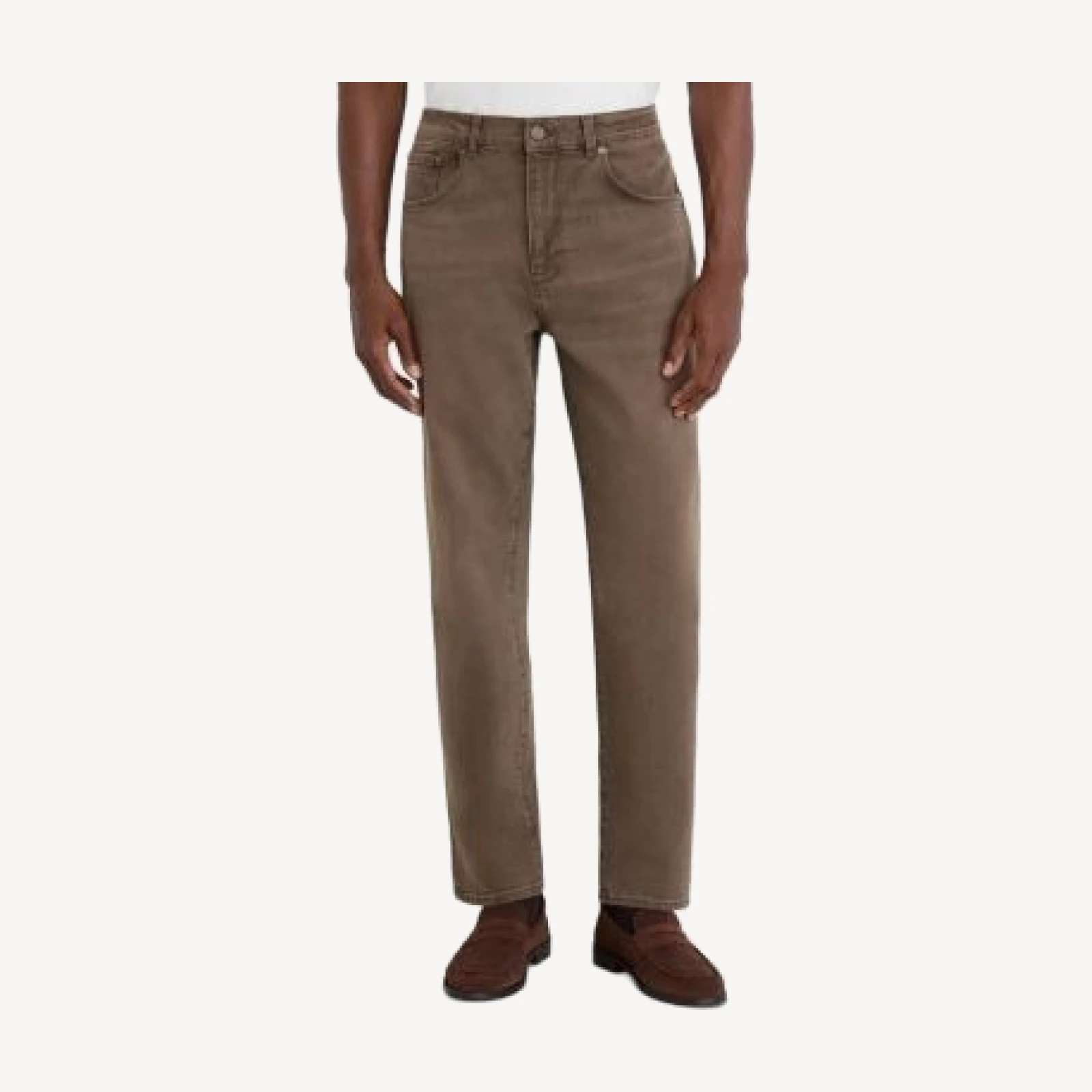 Reiss Iron Cotton Blend Straight Fit Jeans in Brown