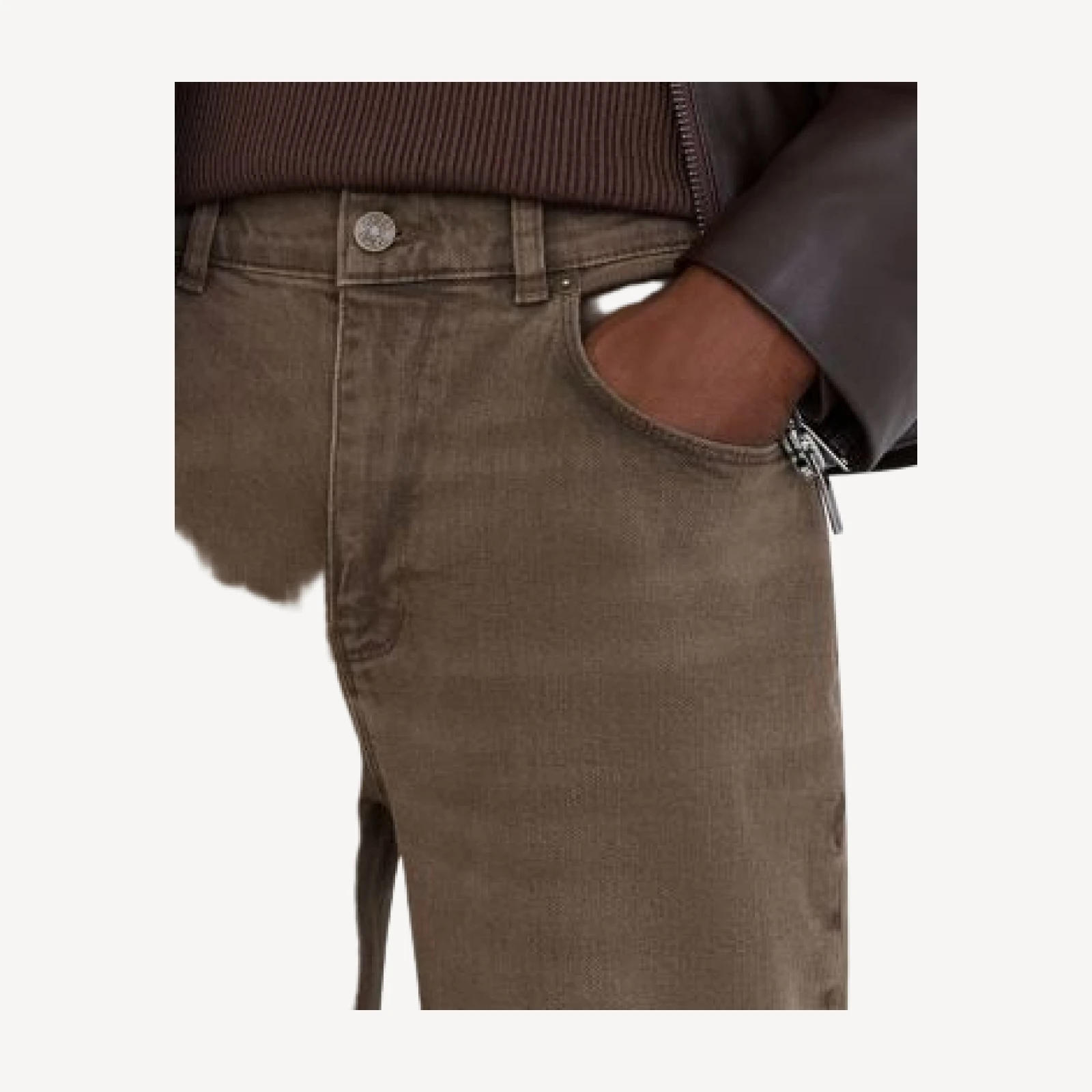 Reiss Iron Cotton Blend Straight Fit Jeans in Brown