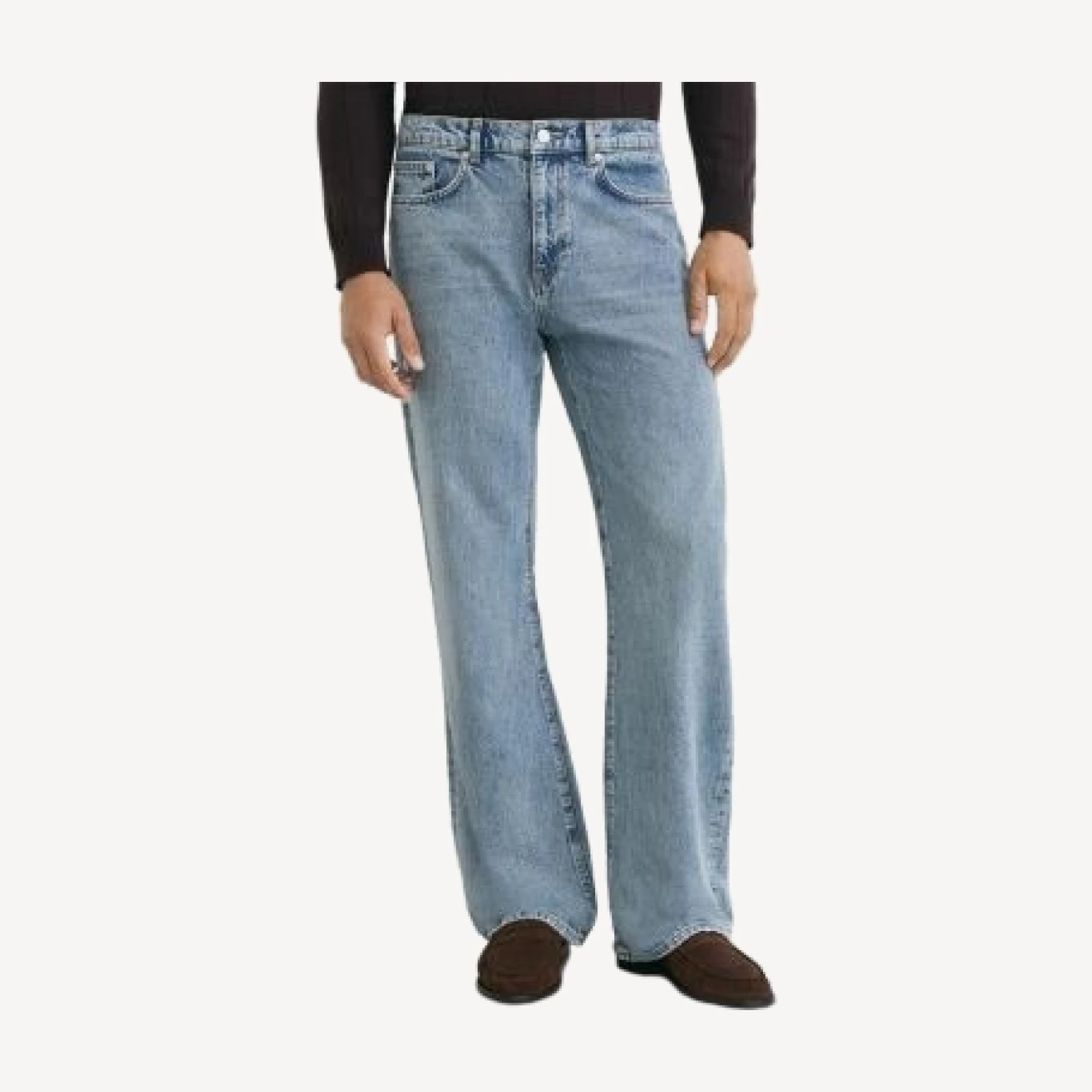 Reiss Styles Cotton Light Stone Flared Leg 32.3 Jeans in Light Stone