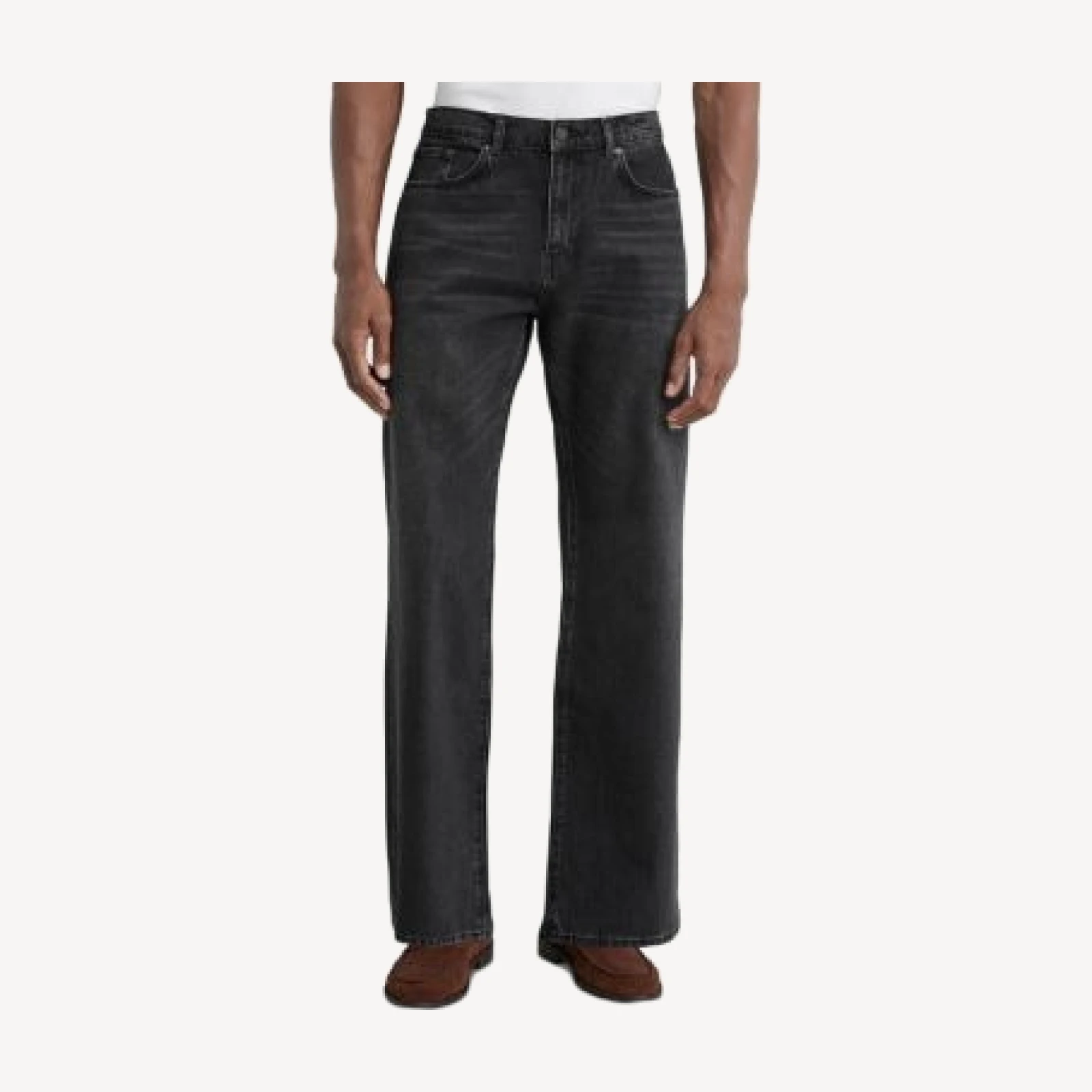 Reiss Styles Cotton Relaxed Flared Leg 32.3 Jeans in Dark Grey