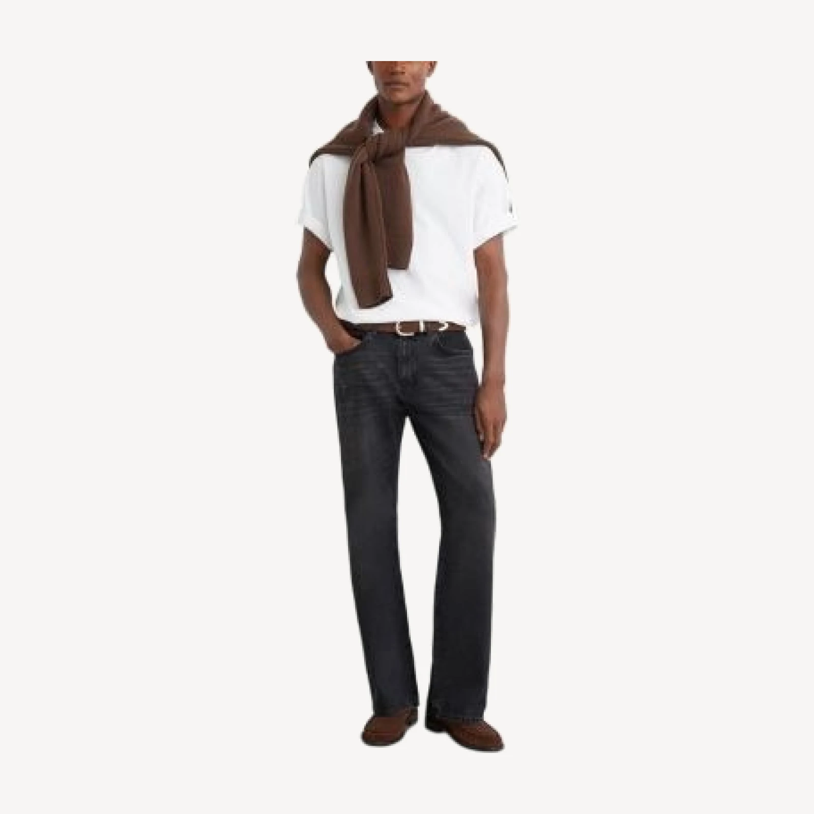Reiss Styles Cotton Relaxed Flared Leg 32.3 Jeans in Dark Grey