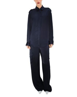 Agolde Shara Satin Wide Leg Cargo Pants