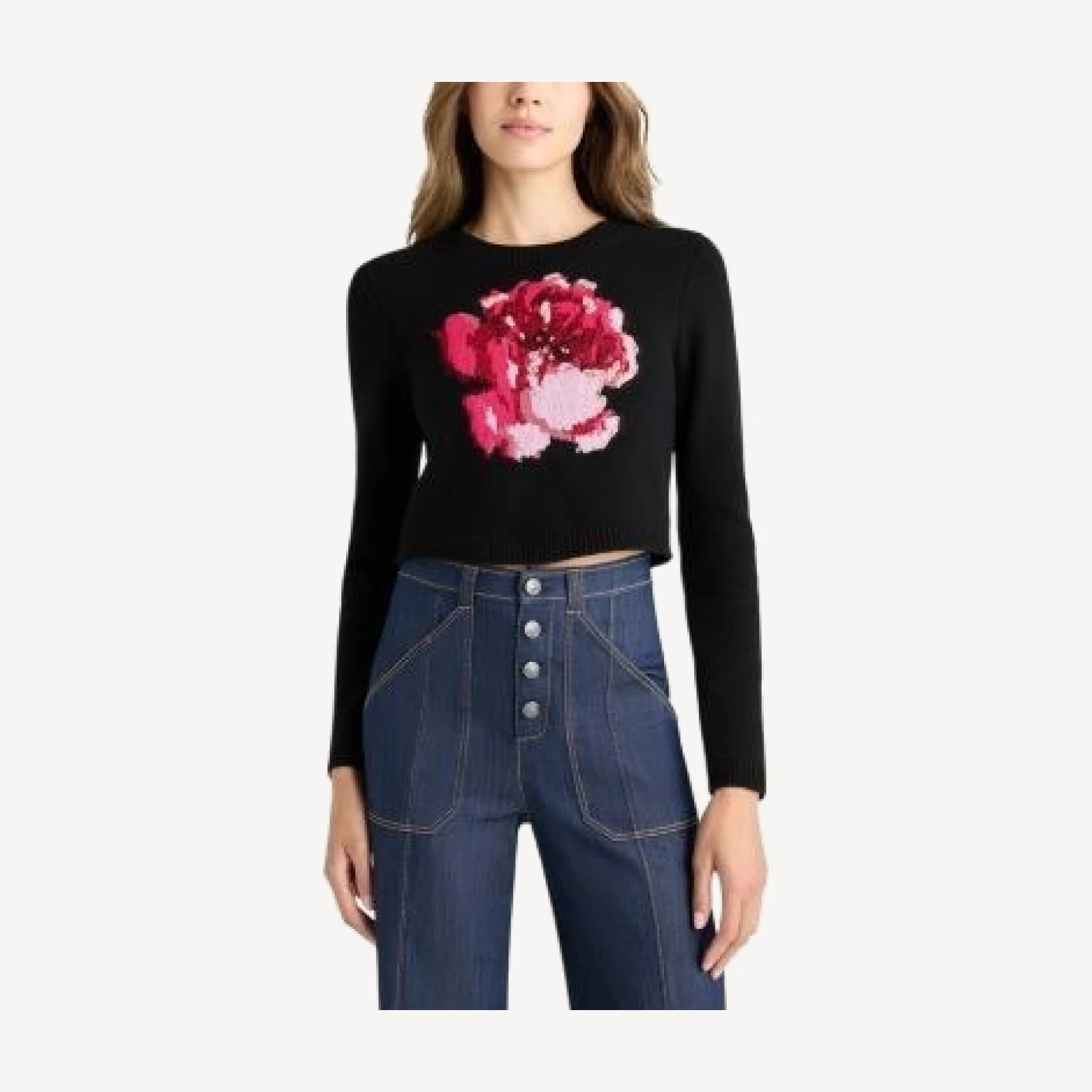 Cinq a Sept Heritage Rose Cropped Sweatshirt