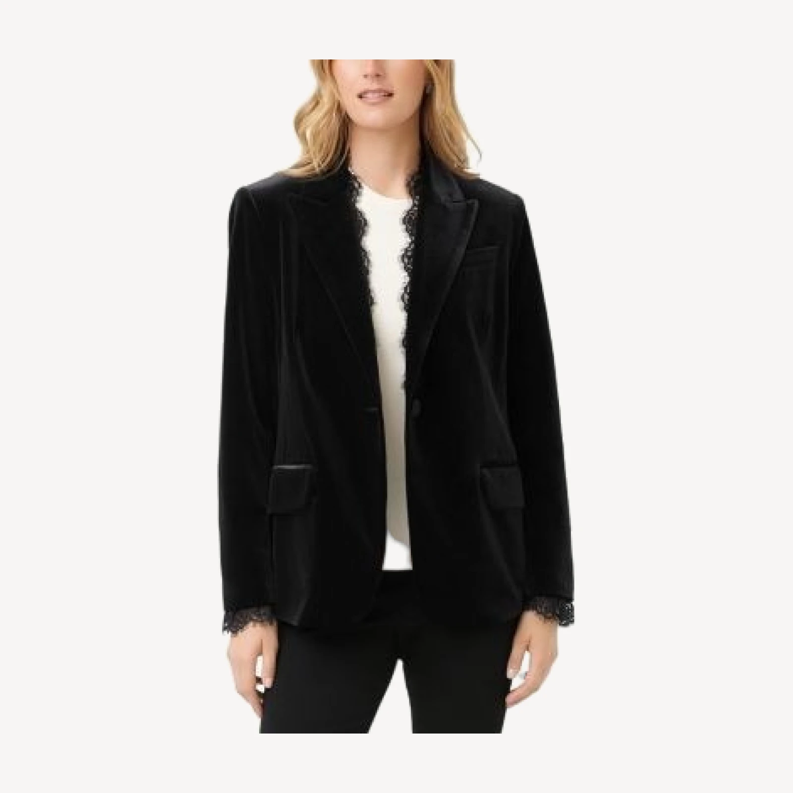 Karen Kane Lace Trim Velvet Blazer