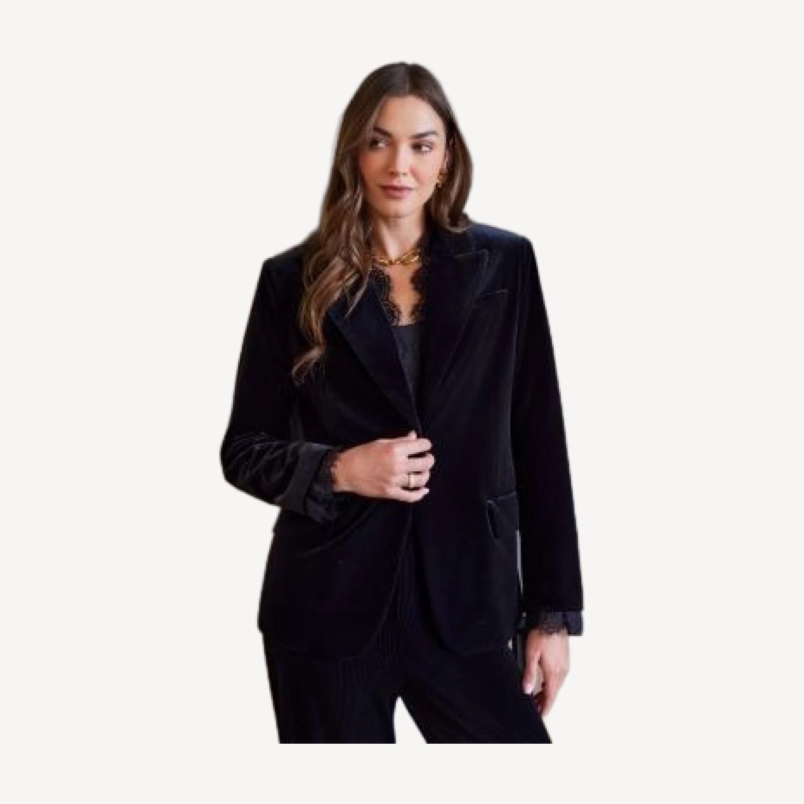 Karen Kane Lace Trim Velvet Blazer