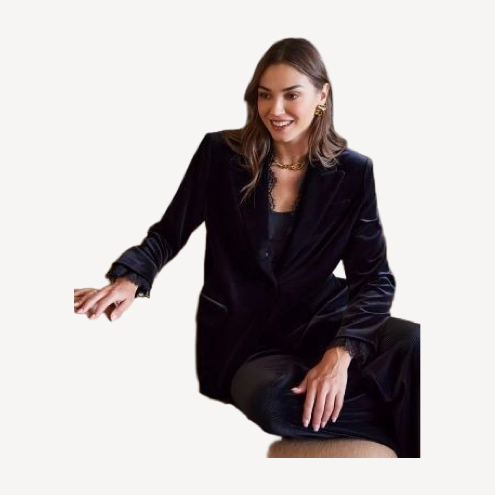 Karen Kane Lace Trim Velvet Blazer