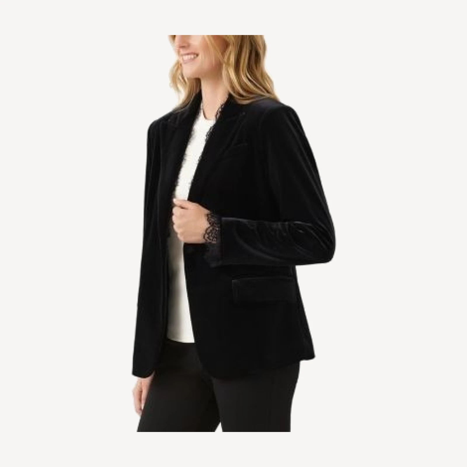 Karen Kane Lace Trim Velvet Blazer