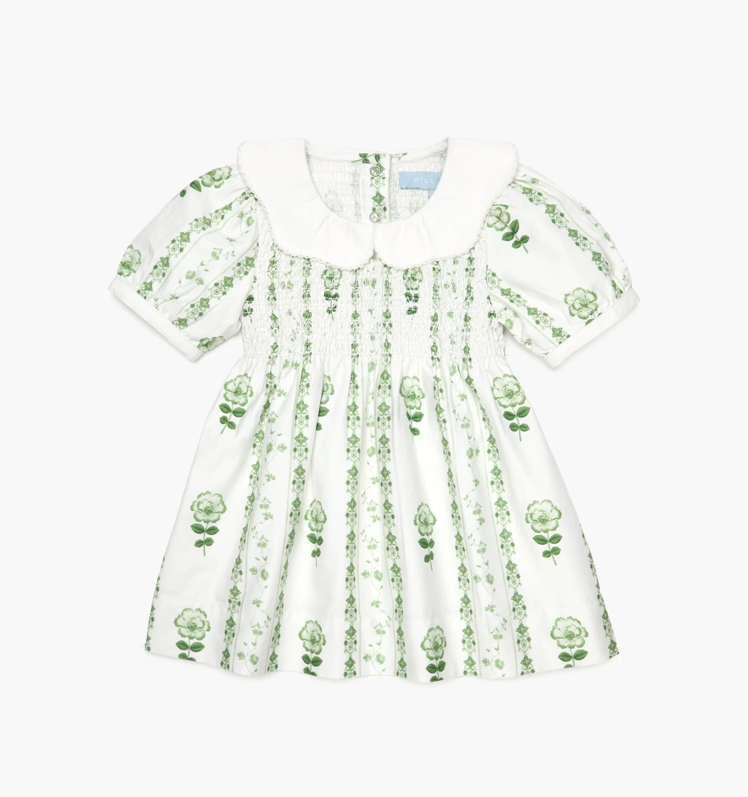 The Baby Mina Nap Dress - White/Green Arcadia Border