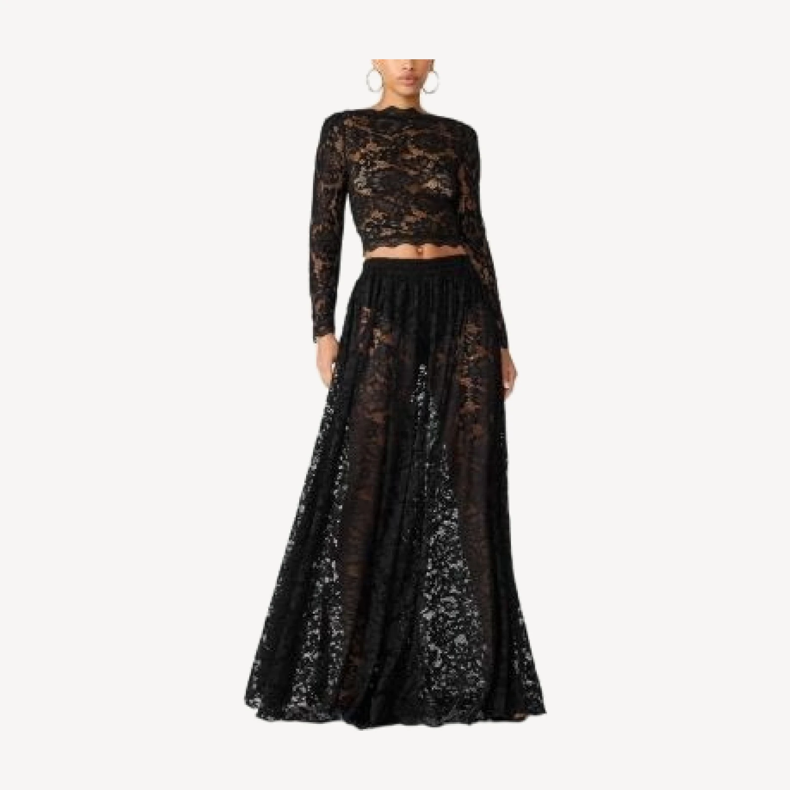 Steve Madden Alicea Lace Long Sleeve Cropped Top