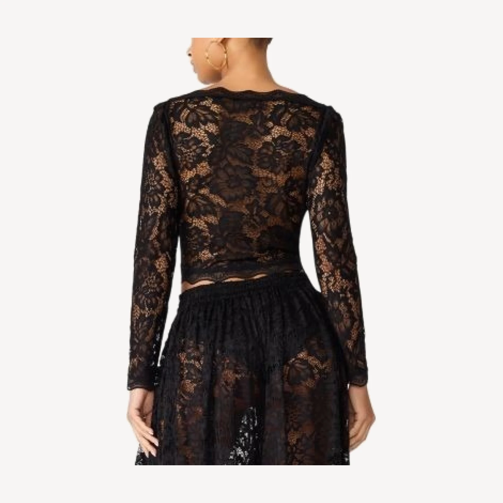 Steve Madden Alicea Lace Long Sleeve Cropped Top