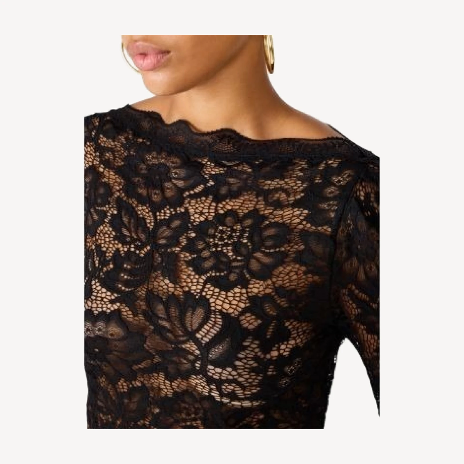 Steve Madden Alicea Lace Long Sleeve Cropped Top