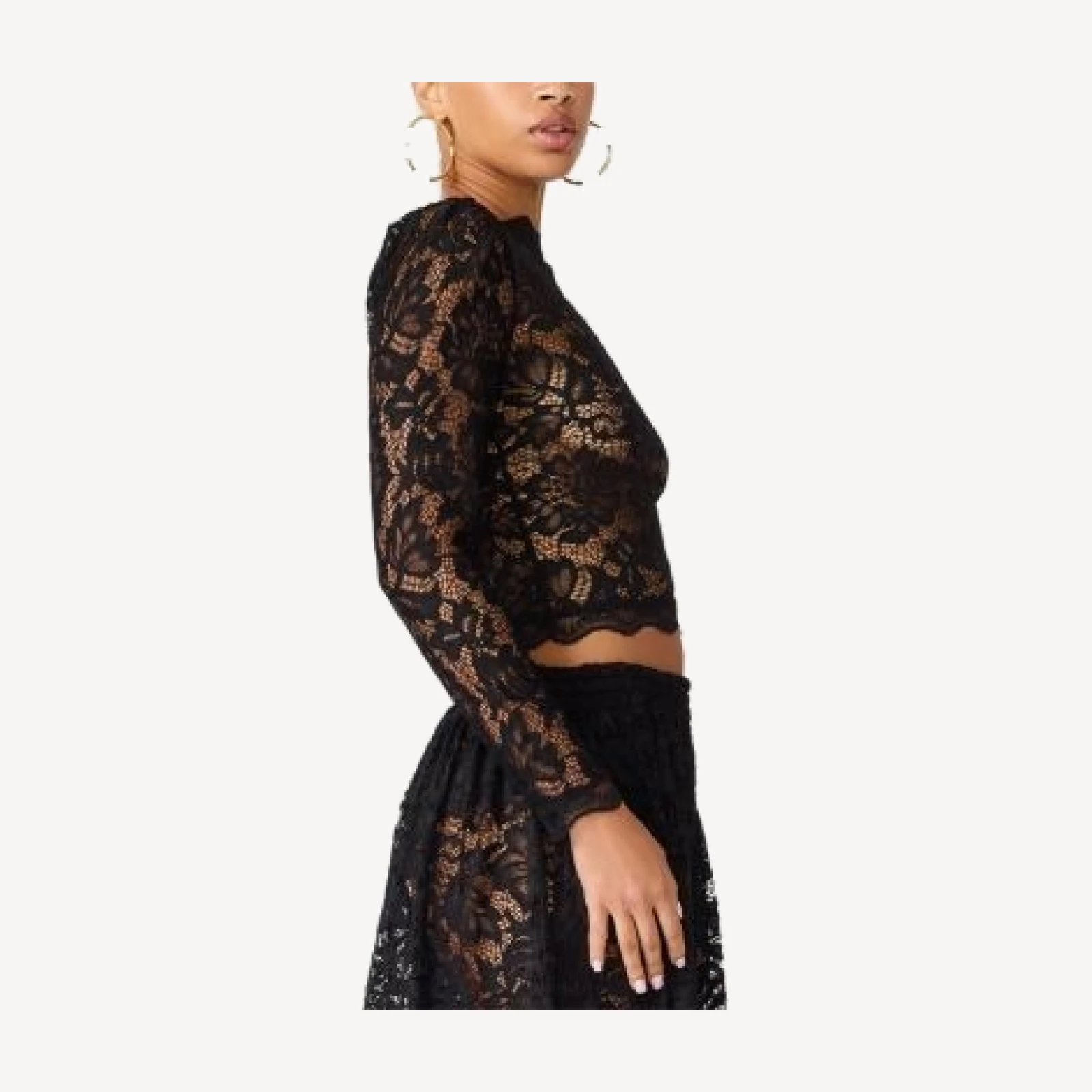 Steve Madden Alicea Lace Long Sleeve Cropped Top
