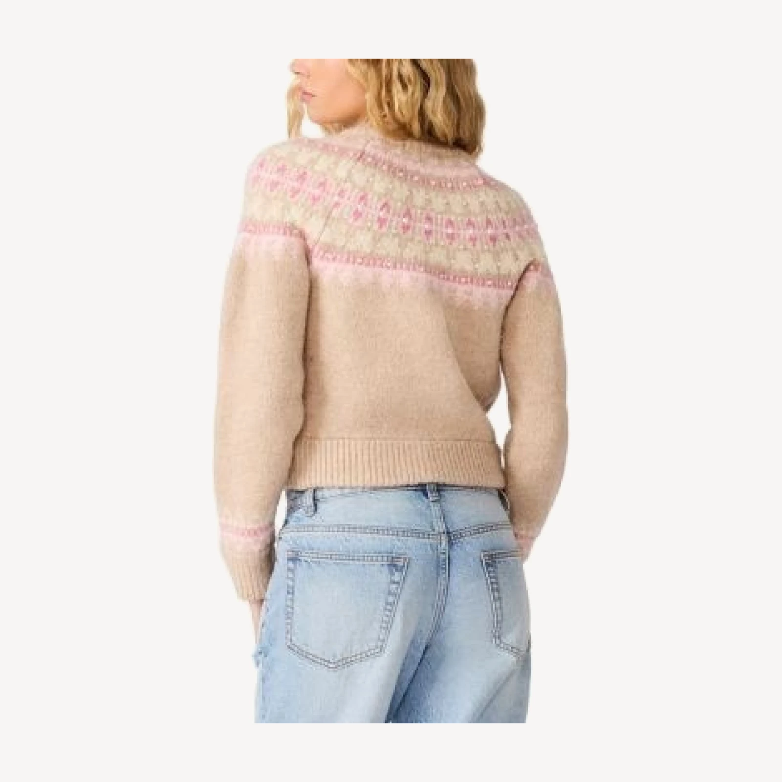 Steve Madden Harriet Fair Isle Cropped Crewneck Cardigan