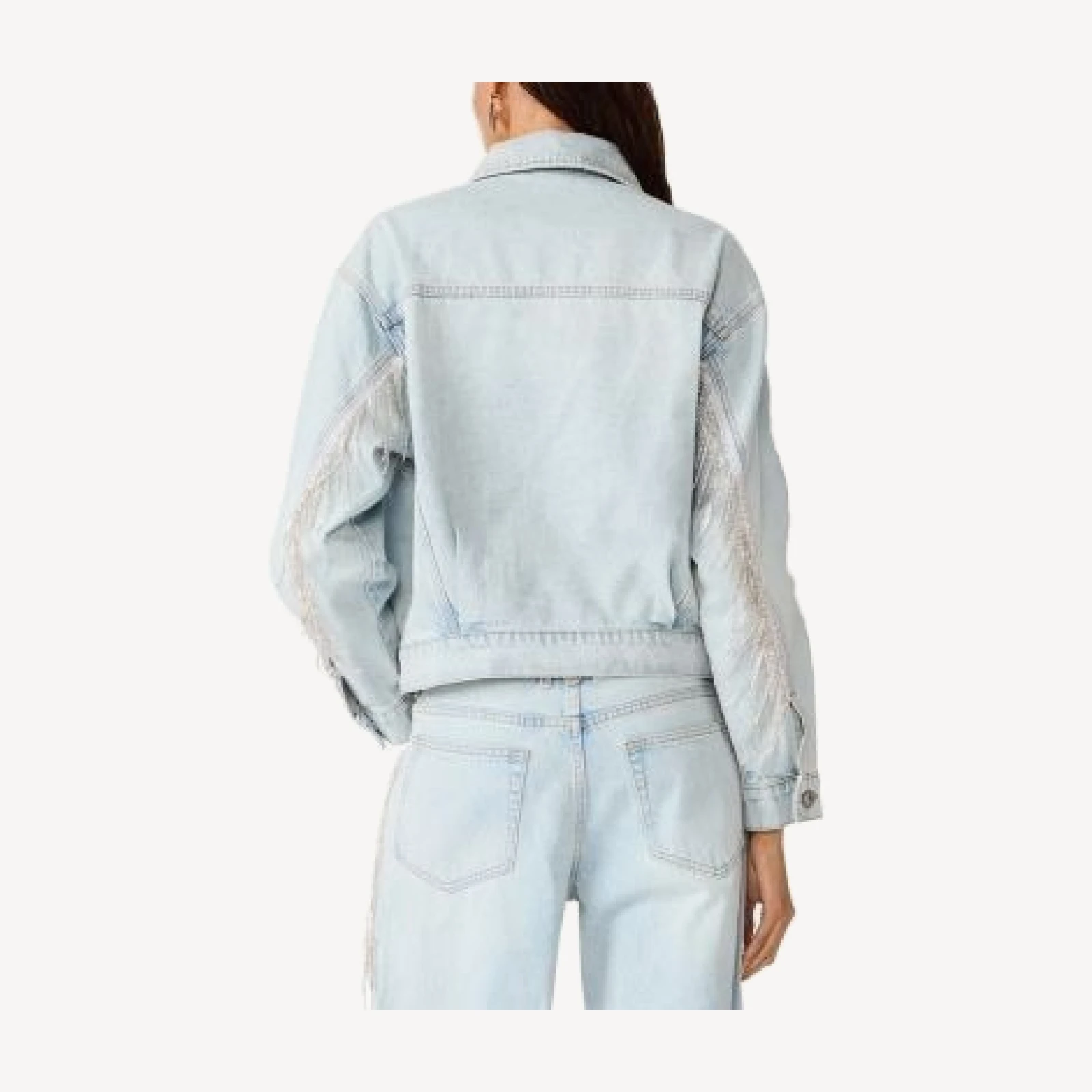 Steve Madden Clarke Crystal Fringe Denim Jacket