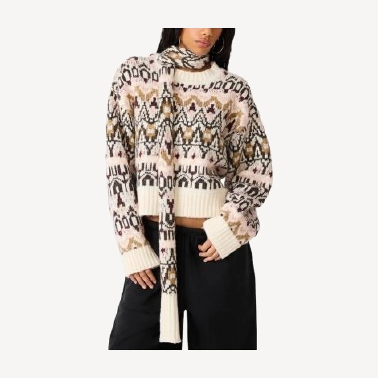 Steve Madden Mindie Cropped Fair Isle Sweater