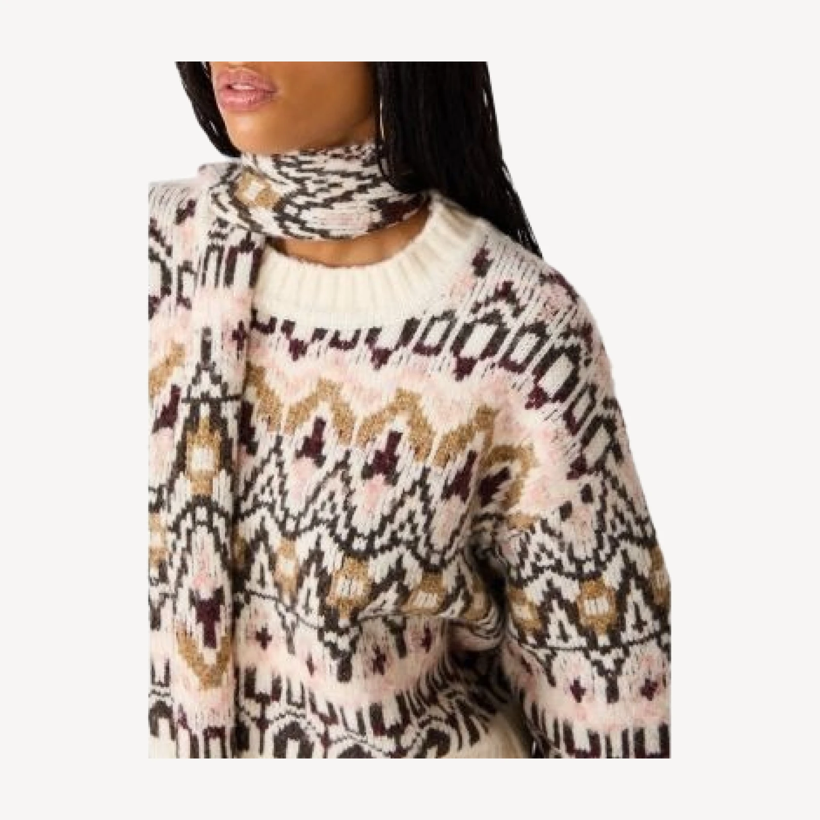 Steve Madden Mindie Cropped Fair Isle Sweater