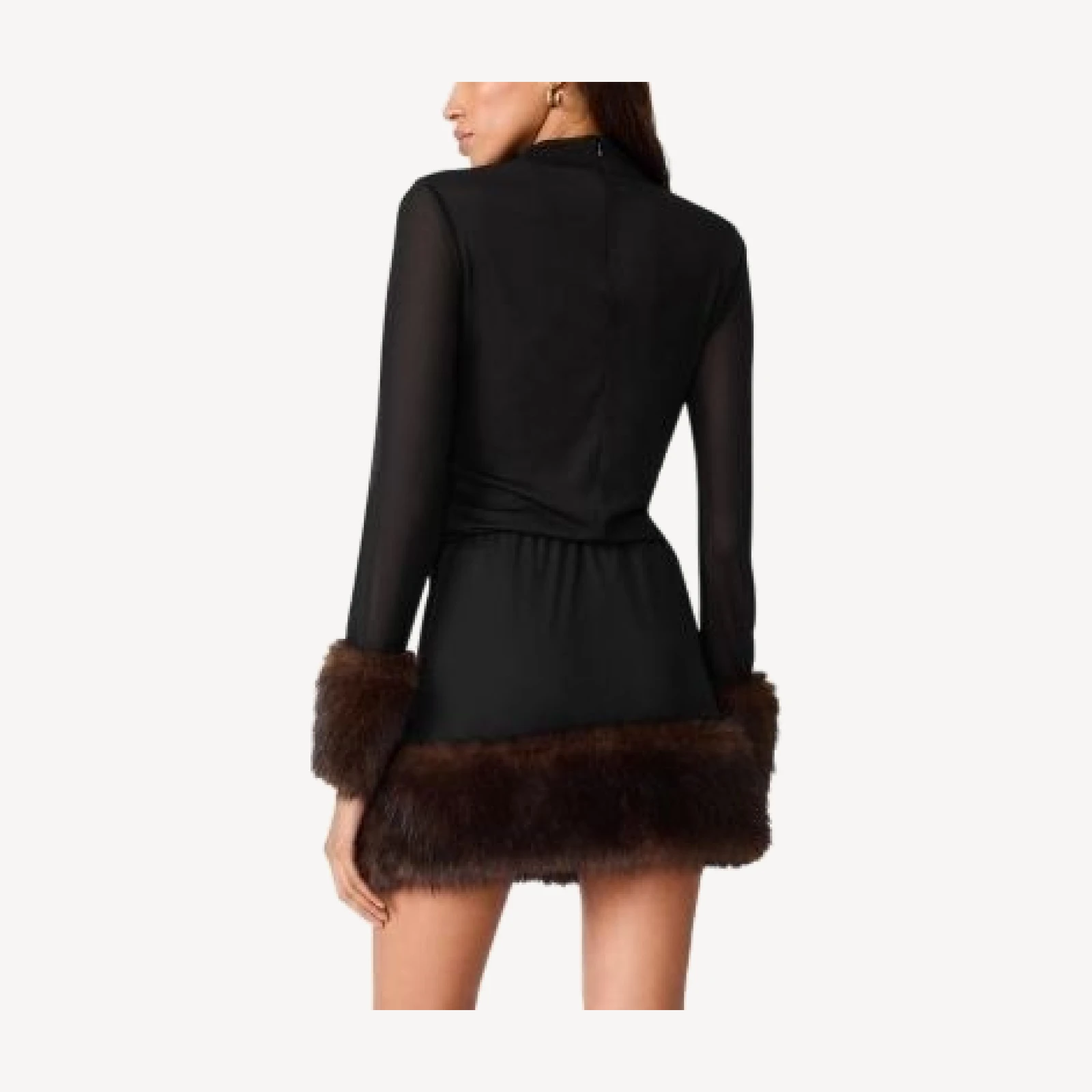 Steve Madden Lilienne Sheer Faux Fur Trim Top
