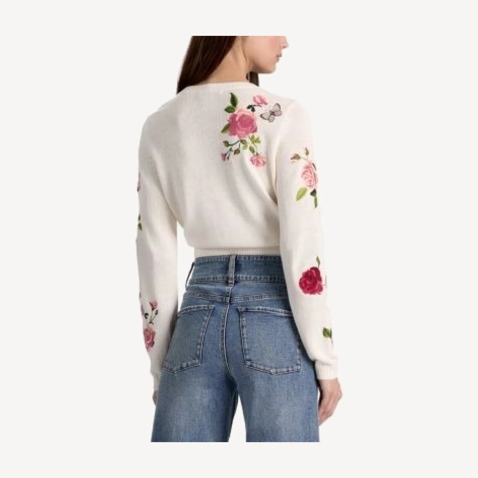 Alice and Olivia Dollie Crewneck Cardigan Sweater