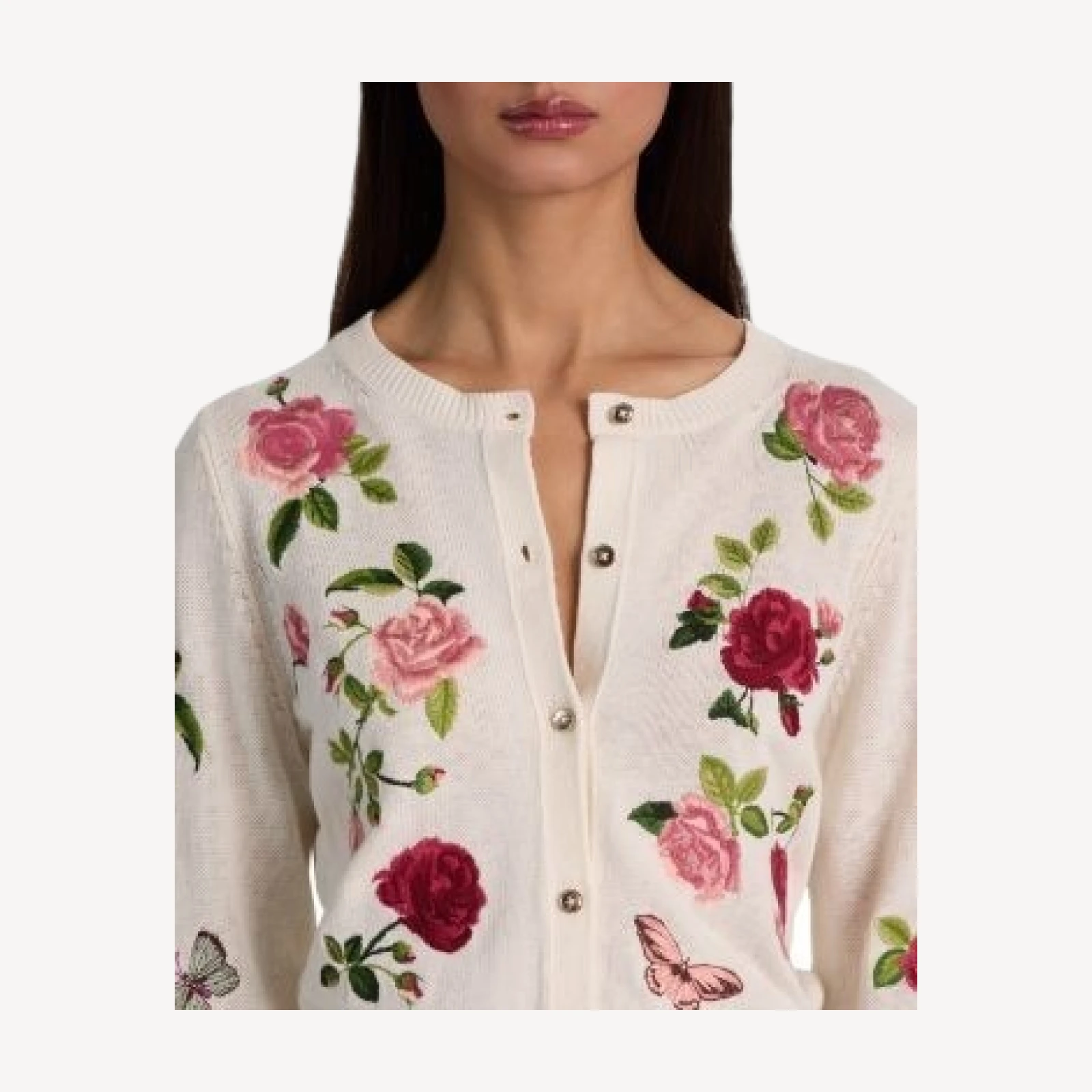 Alice and Olivia Dollie Crewneck Cardigan Sweater