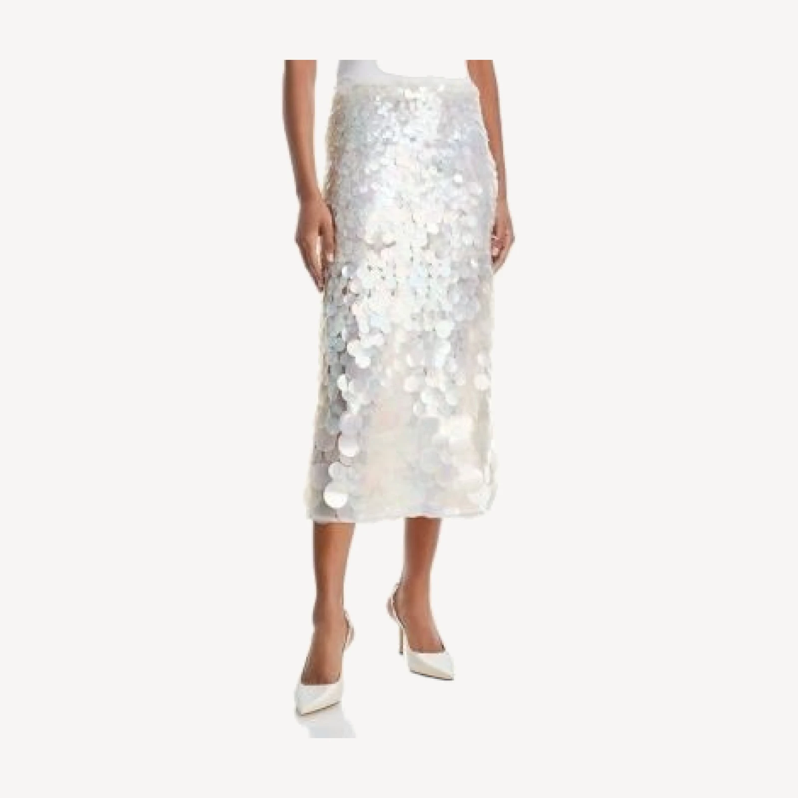 Alice and Olivia Maeve Paillette Low Rise Mid Length Slip Skirt
