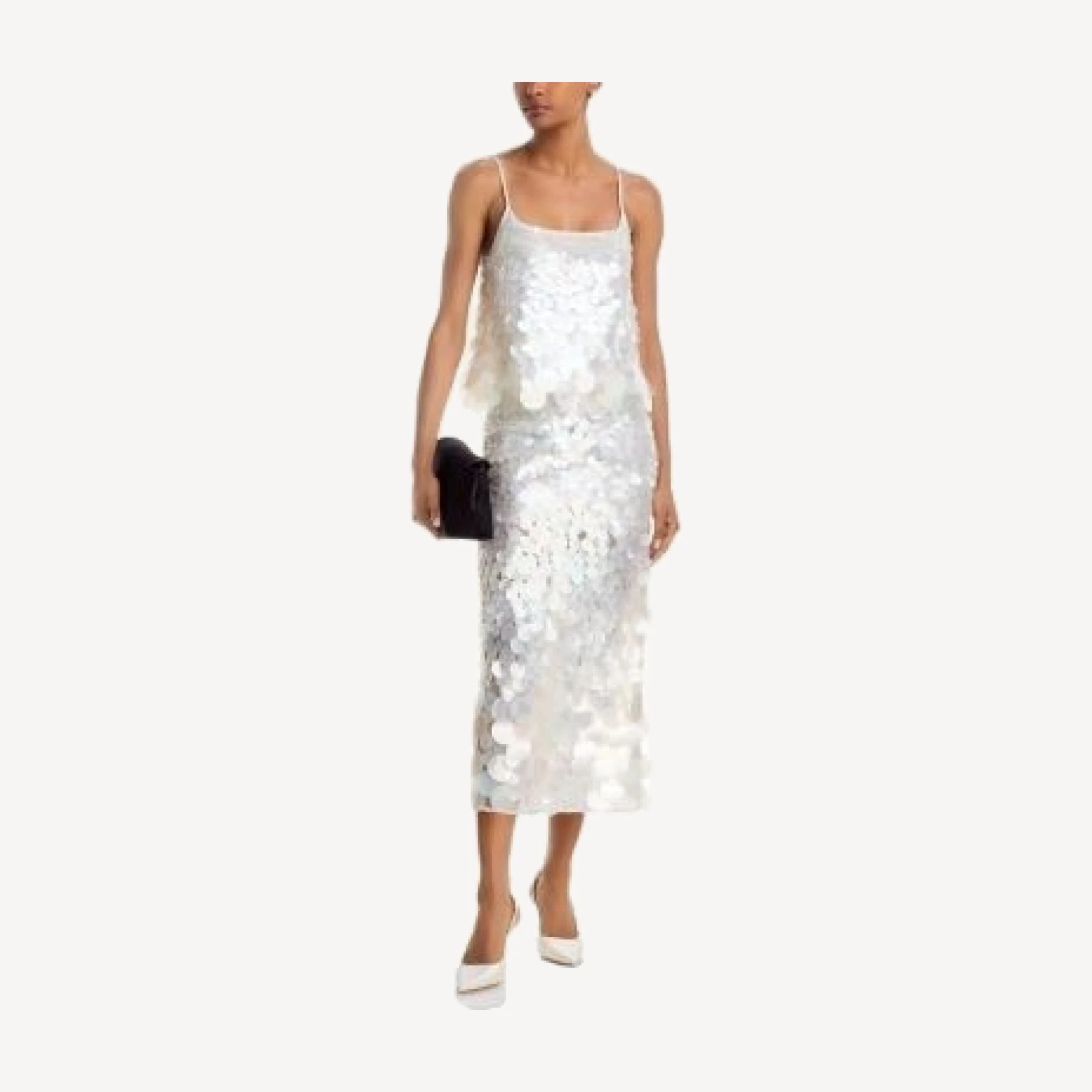 Alice and Olivia Maeve Paillette Low Rise Mid Length Slip Skirt