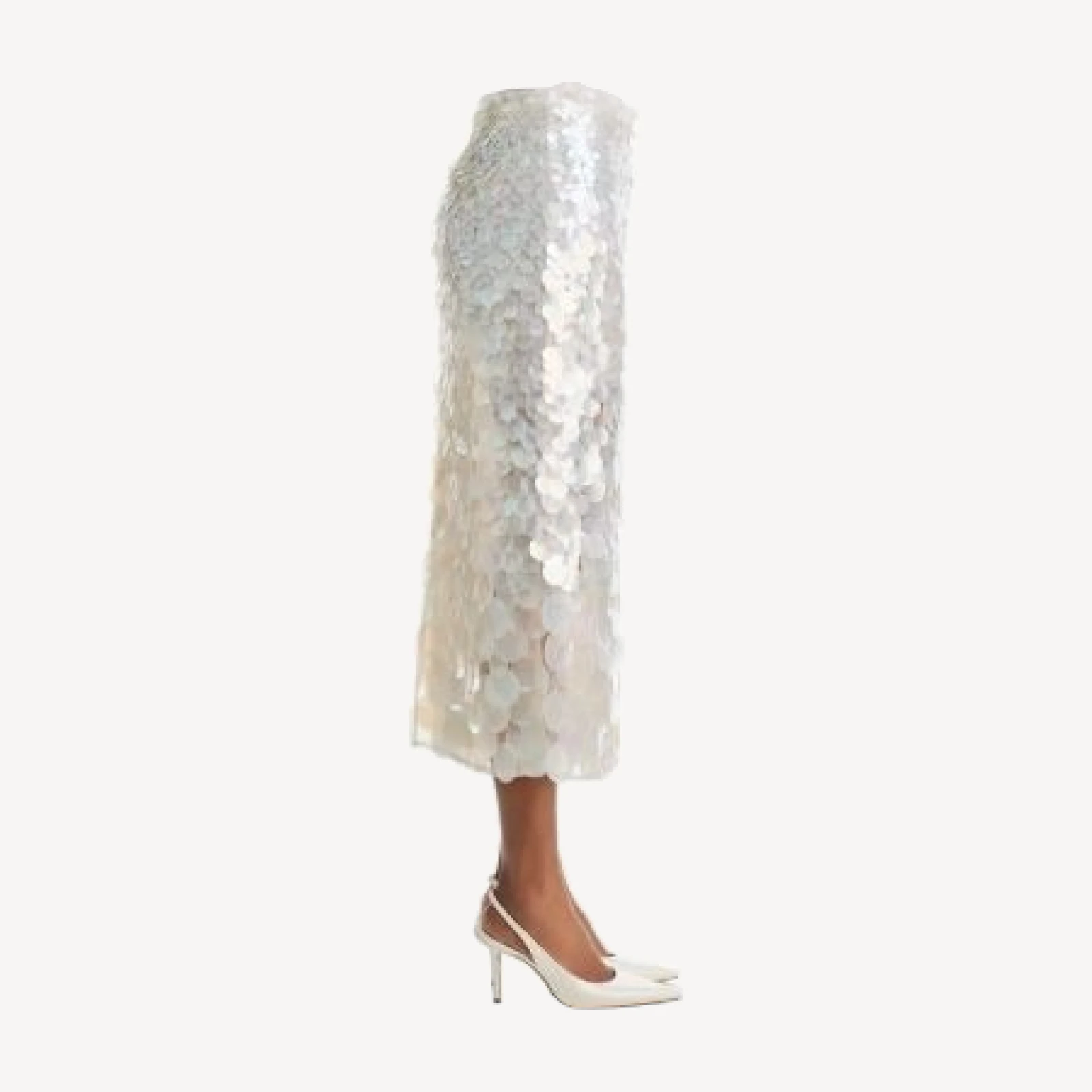 Alice and Olivia Maeve Paillette Low Rise Mid Length Slip Skirt