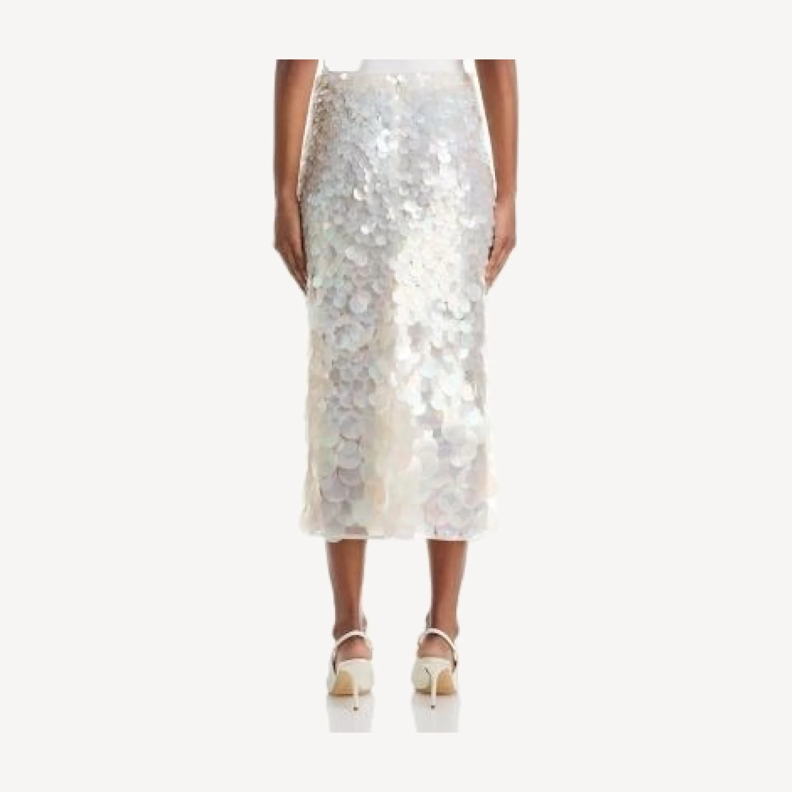 Alice and Olivia Maeve Paillette Low Rise Mid Length Slip Skirt