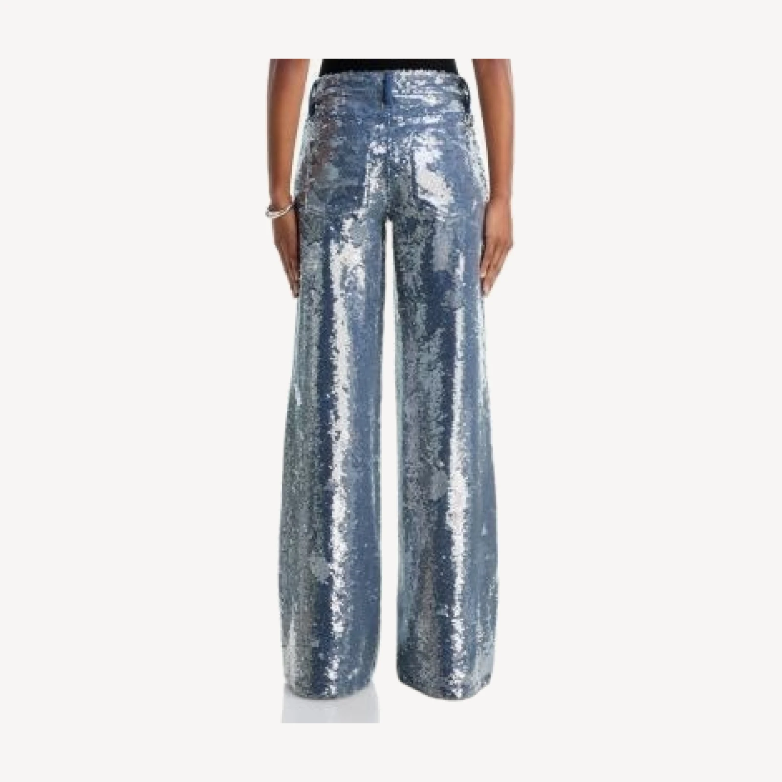Alice and Olivia Amazing Sequin Embellished Low Rise Baggy Jeans in Brooklyn Blue