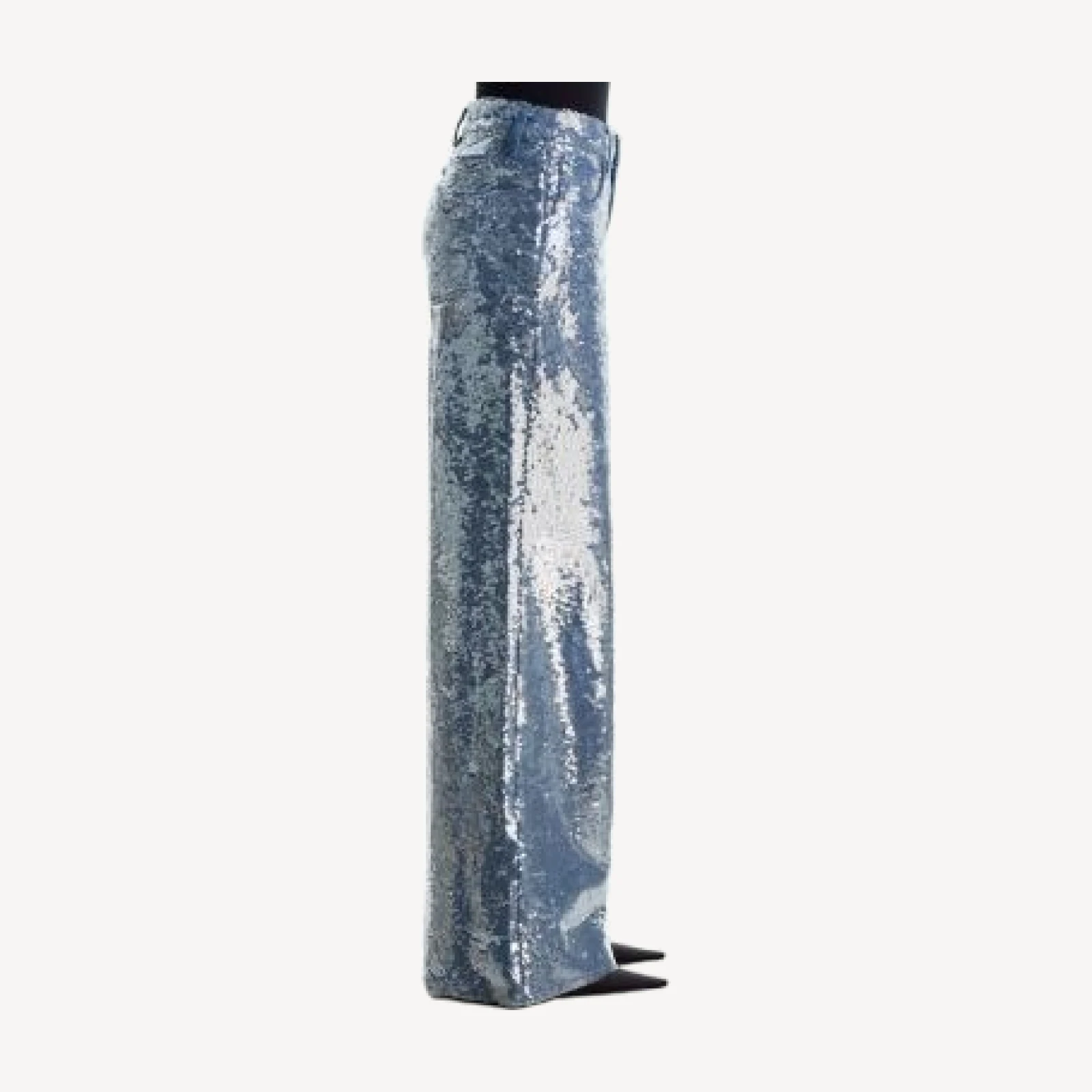 Alice and Olivia Amazing Sequin Embellished Low Rise Baggy Jeans in Brooklyn Blue