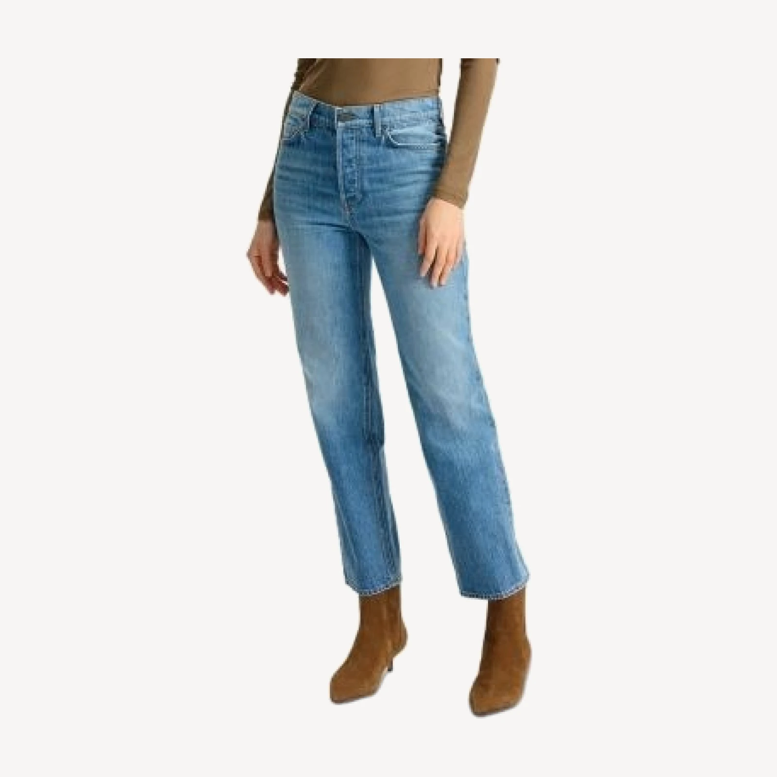 Veronica Beard Leah Mid Rise Straight Jeans in Lakeshore