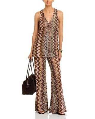 Veronica Beard Aisher High Rise Crocheted Flare Pants